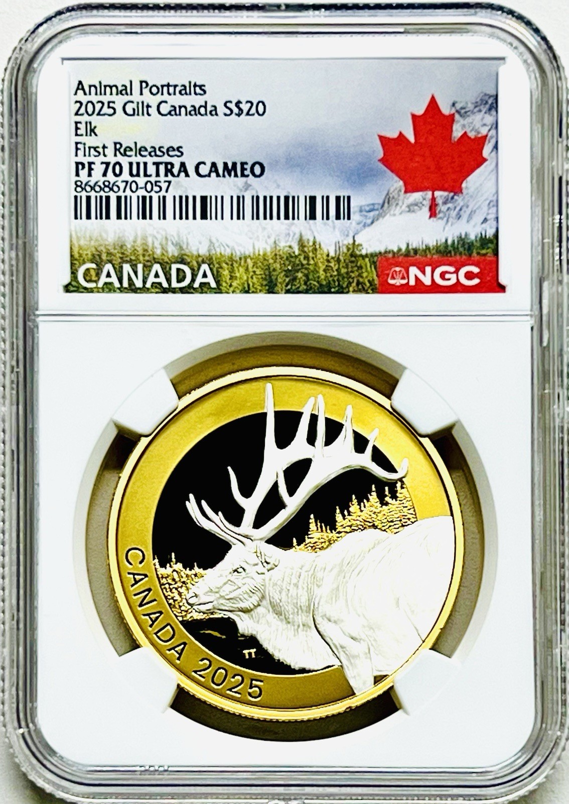 2025 $20 CANADA 1 OZ SILVER PROOF GILT ANIMAL PORTRAITS ELK NGC PF70 UCAM - FR
