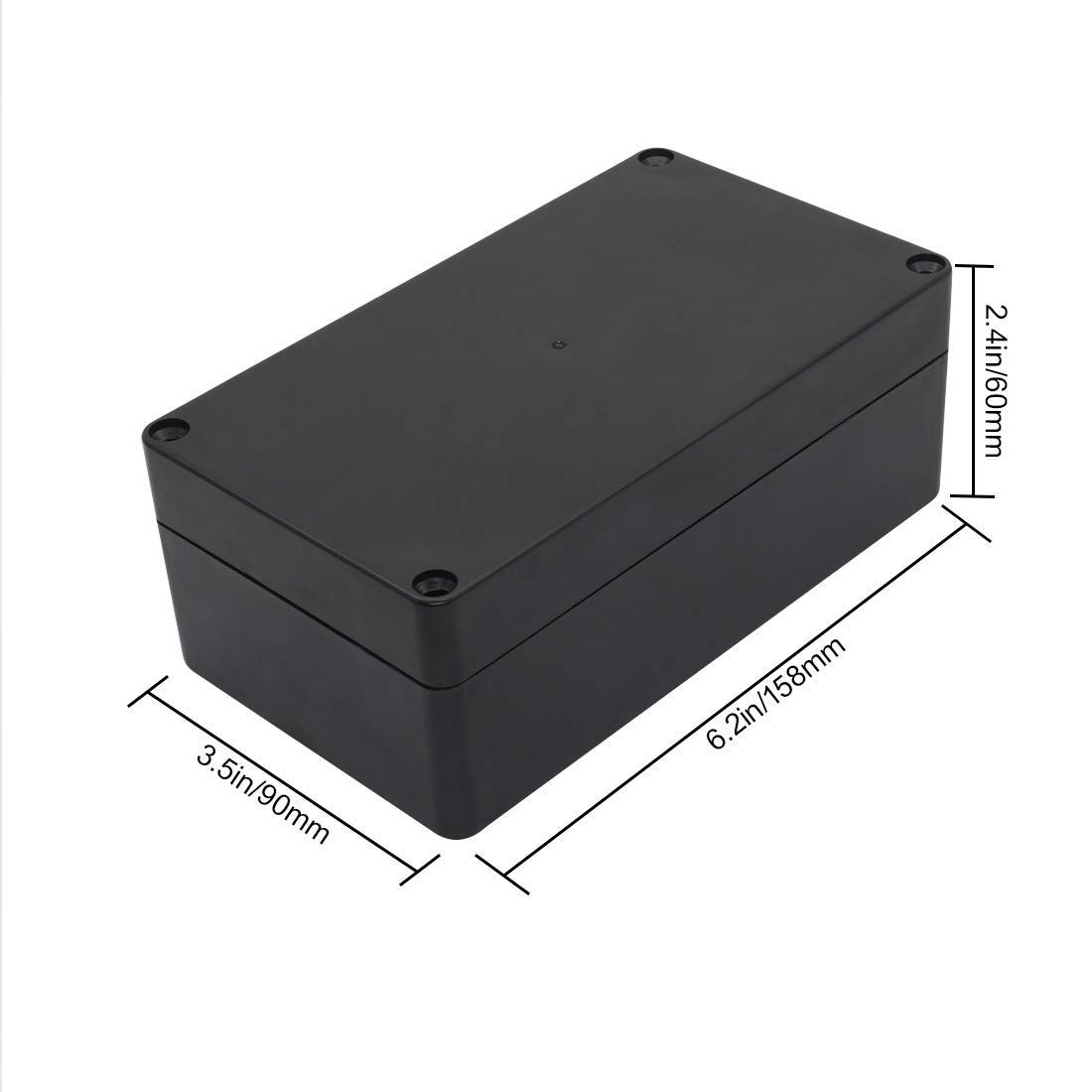 LeMotech Project Box ABS Plastic Junction 6.2" x 3.5" x 2.4", Black (1 pack)