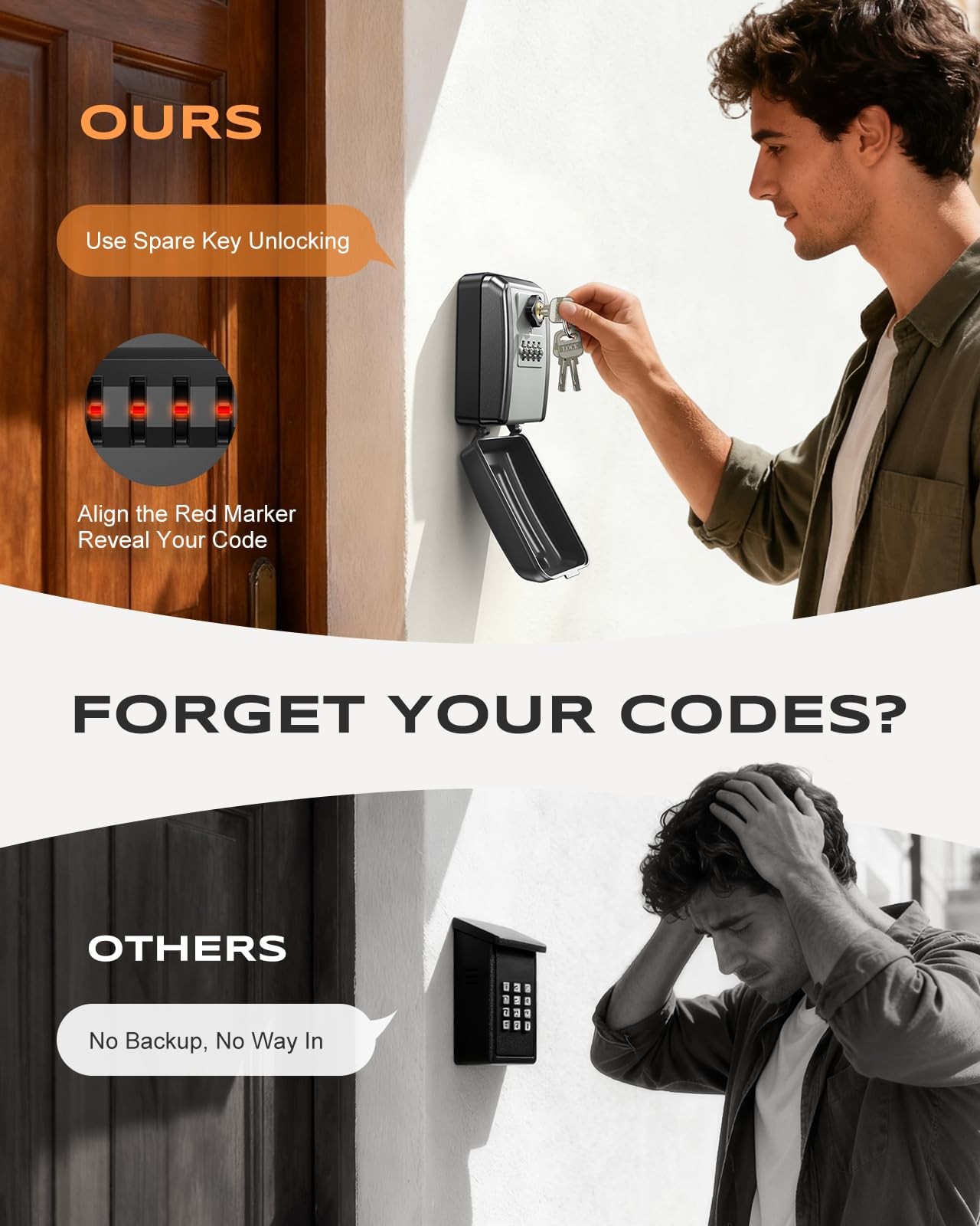 WallMounted Lock Box for Keys with Code, 4 Digits Combination Key Lock Box wi...