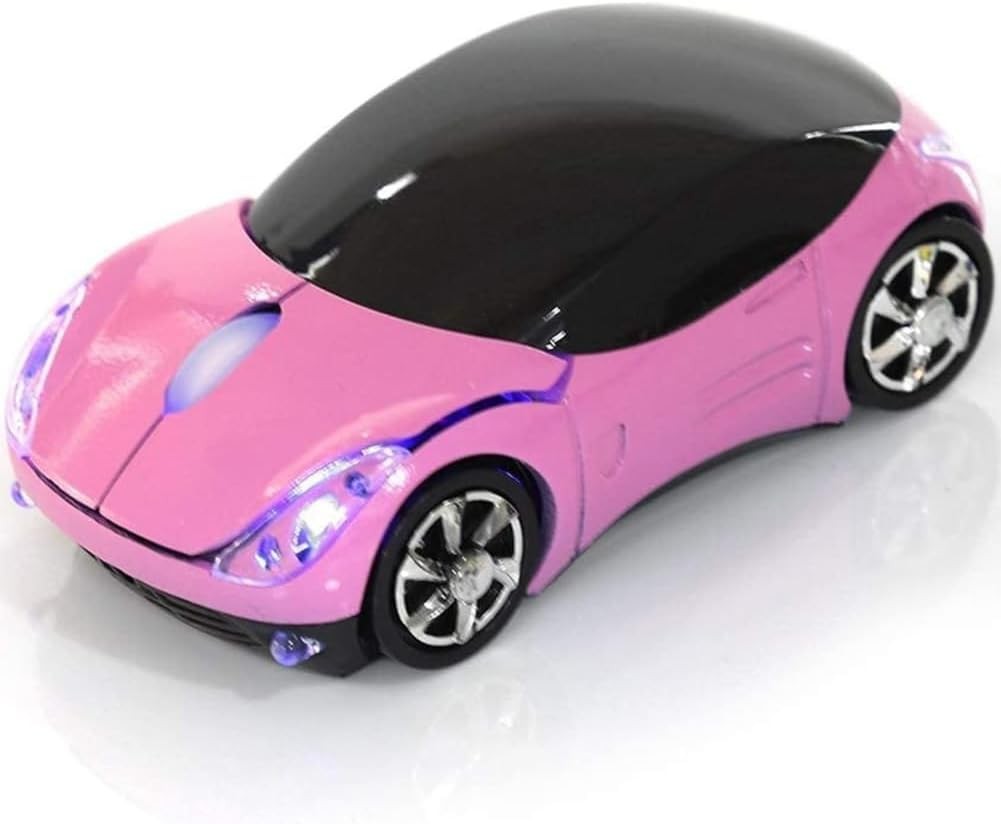 Pink Wireless Mouse，Mini Car Computer Mouse，1600DPI 2.4G Wireless with USB Re...