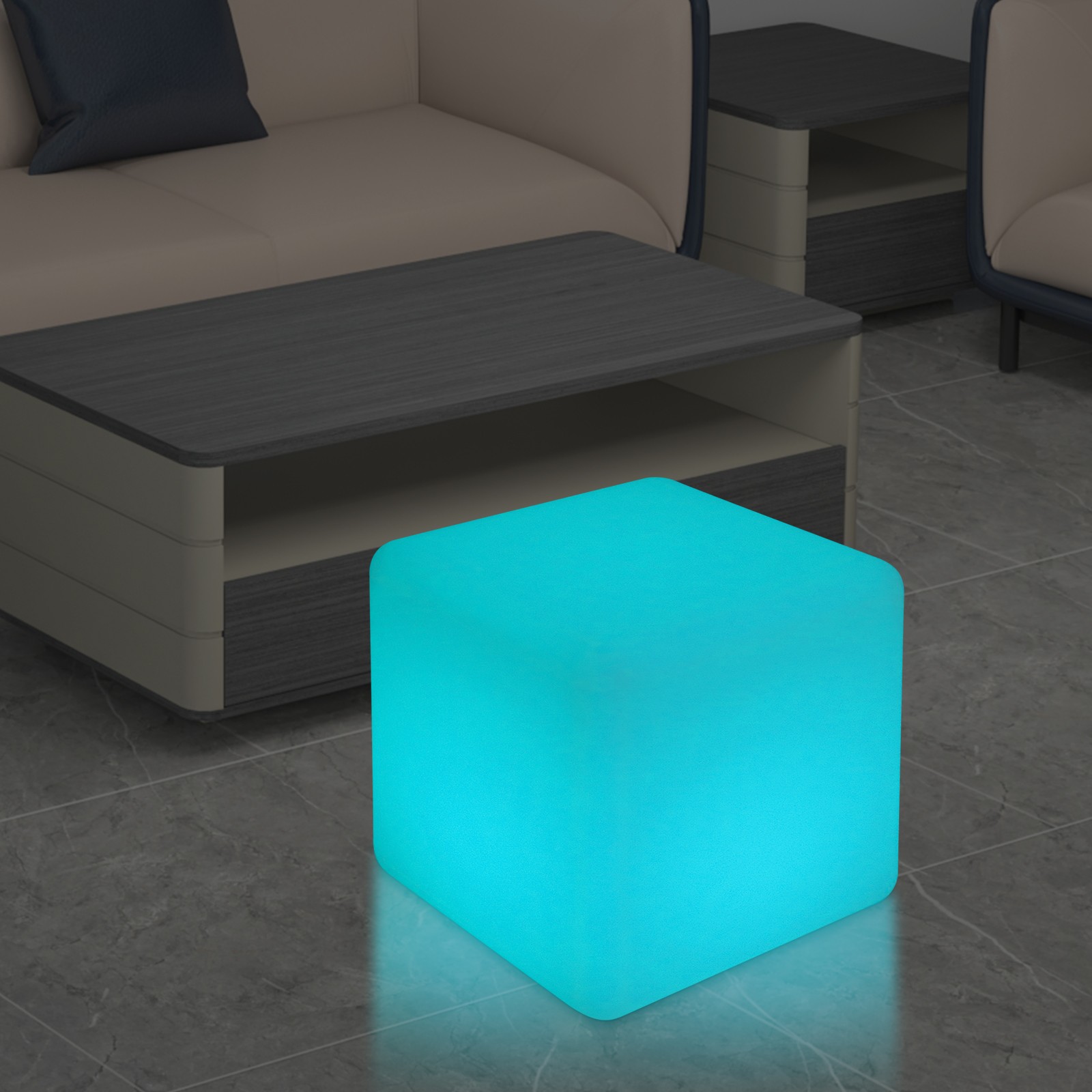 16 RGB Colors Rechargeable 12 inch LED Light Cube Stools Chair W/Remote Control