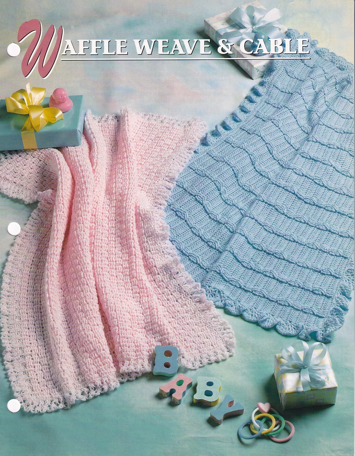 Crochet Afghan Pattern WAFFLE WEAVE & CABLE Instructions Annie's Club