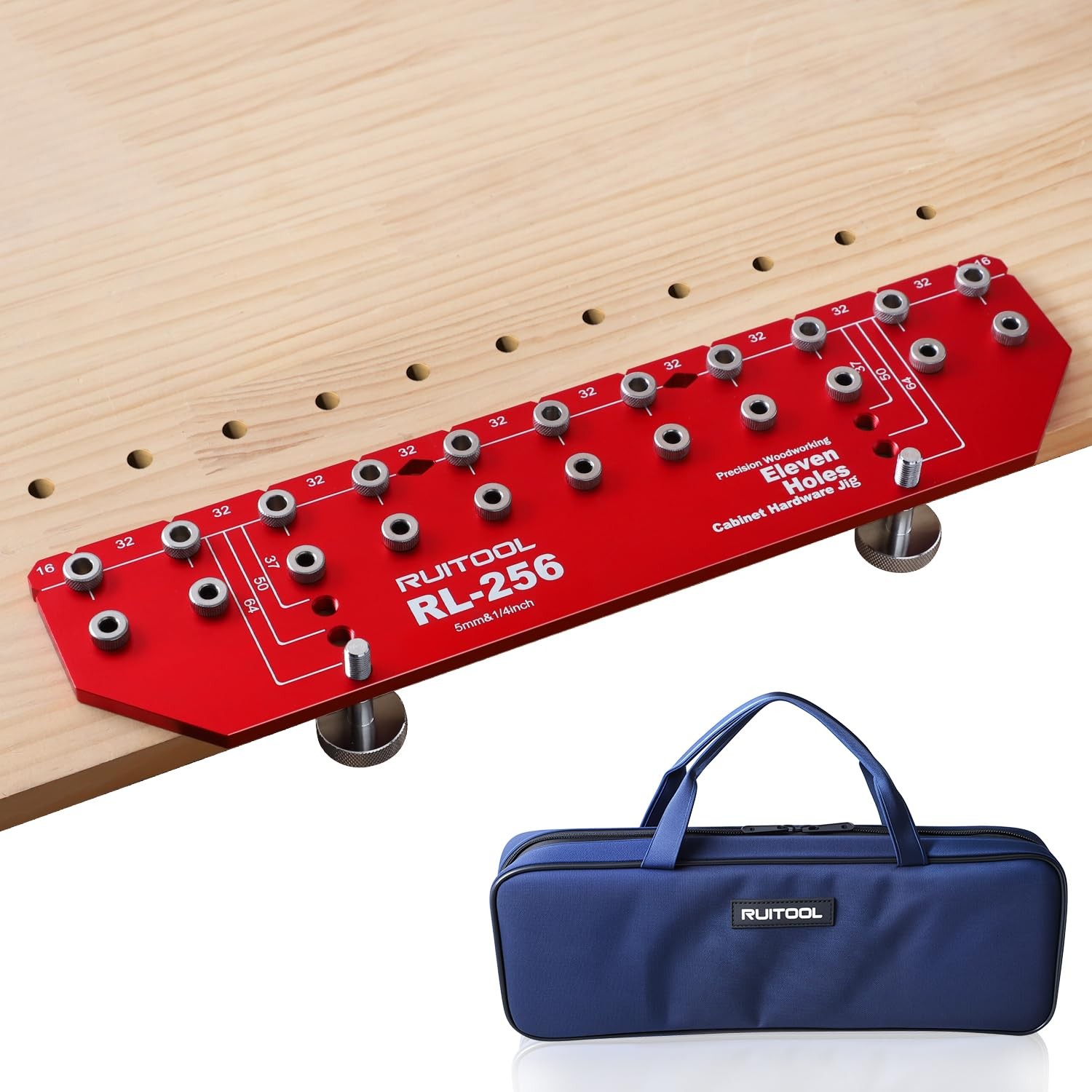 Shelf Pin Jig 11 Holes with 1/4" & 5mm Drill Bits - Perfect for Custom Shelving