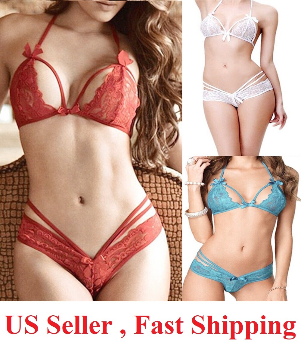 Women Lace Sexy Lingerie Bikini G-String Bra Thong Underwear Set G