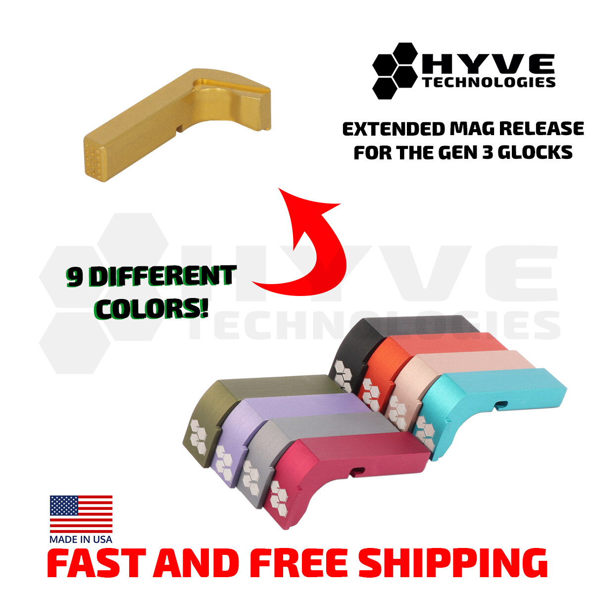 HYVE Technologies EMR Extended Mag Release Aluminum fits Gen 3 Glock