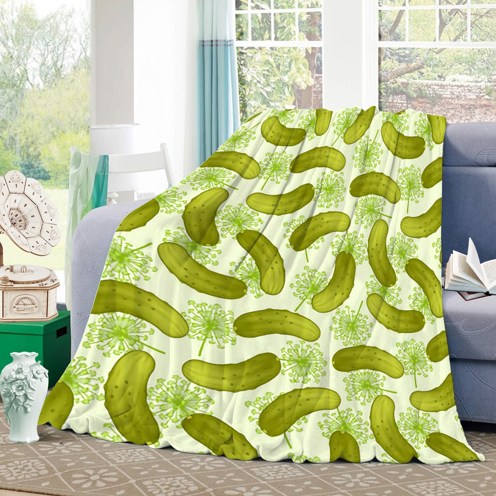 Dill Pickles Throw Blanket Soft Warm Cozy Lightweight Decorative Blanket for ...