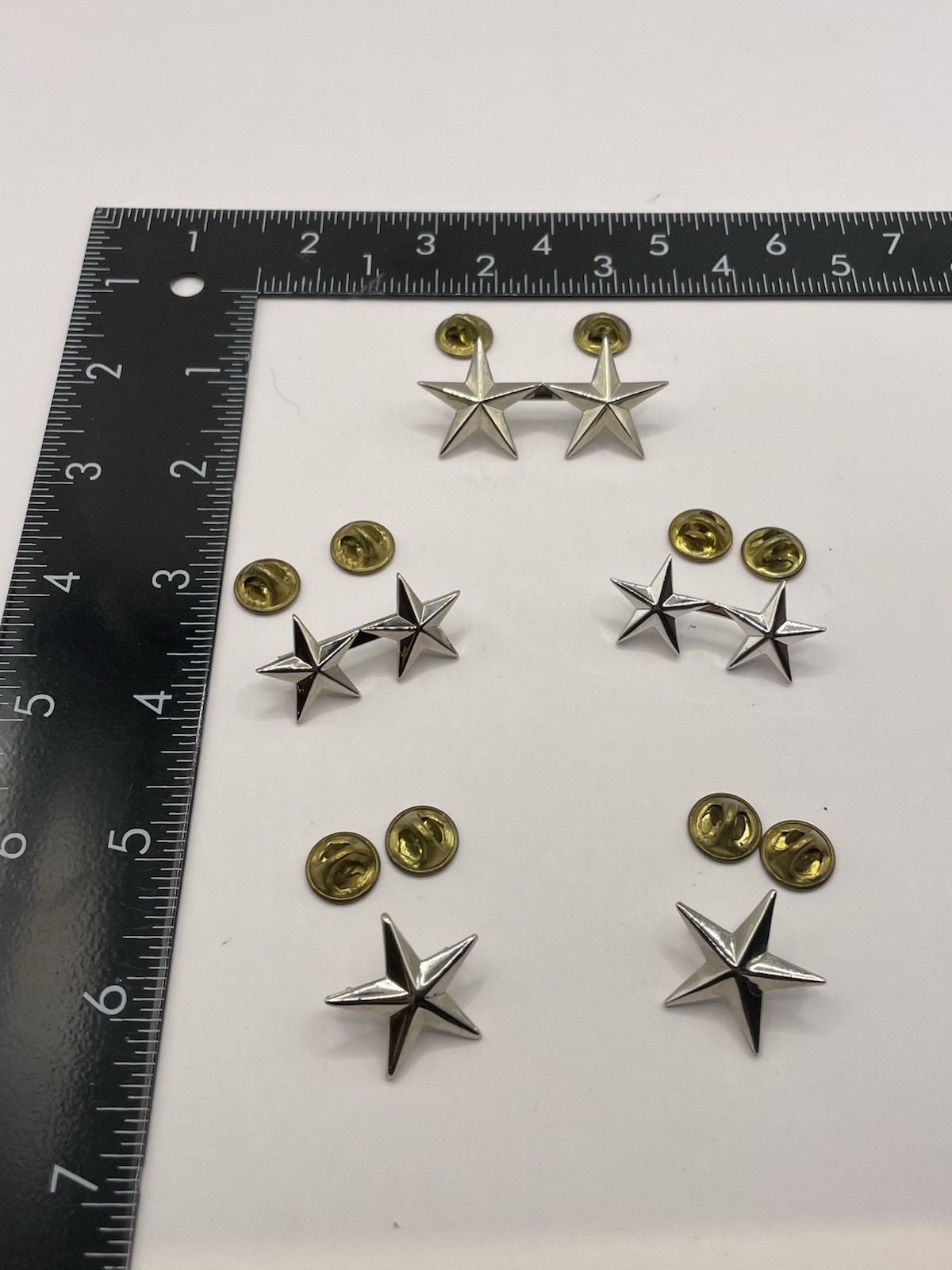 5 pcs US Military Original General Rank Pins 3 Sets Of Two Star / One Star Set