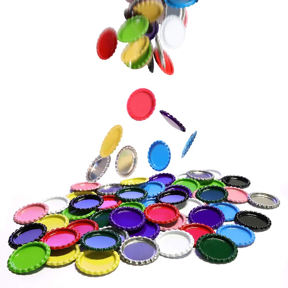 100 PCS Flat Decorative Bottle Cap Craft Bottle Stickers Double Sideds Printe...