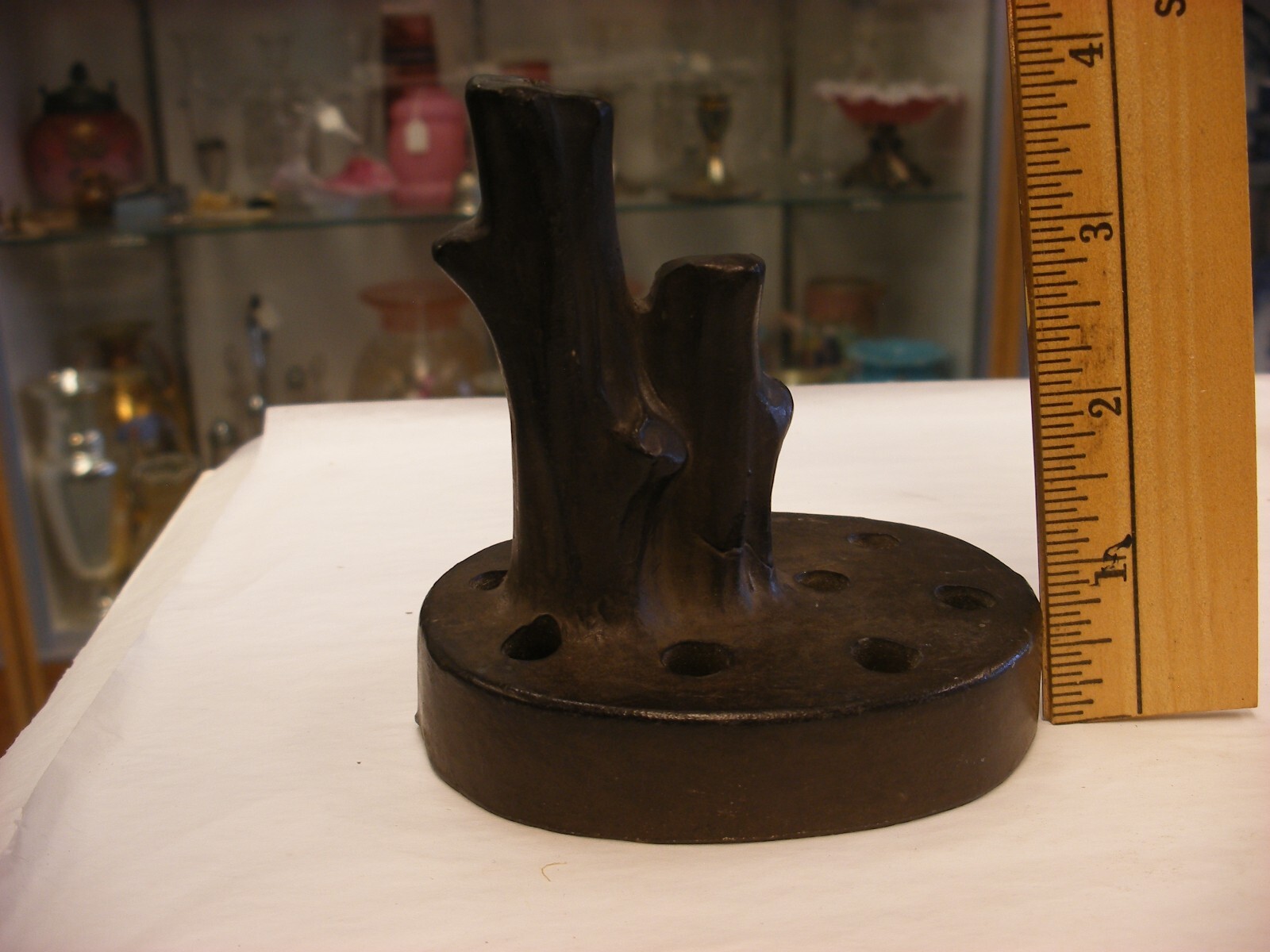 Vintage Unsigned Nippon Pottery Tree Trunk Flower Pot Frog