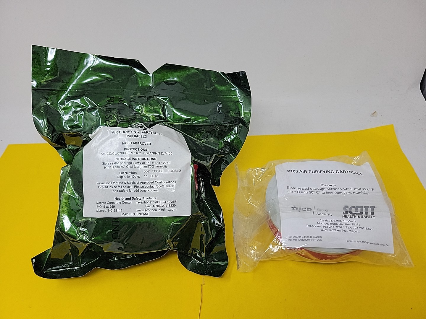 Two Air Purifying Cartridge Scott Respirator Mask 045123 AND P100 Unused RARE