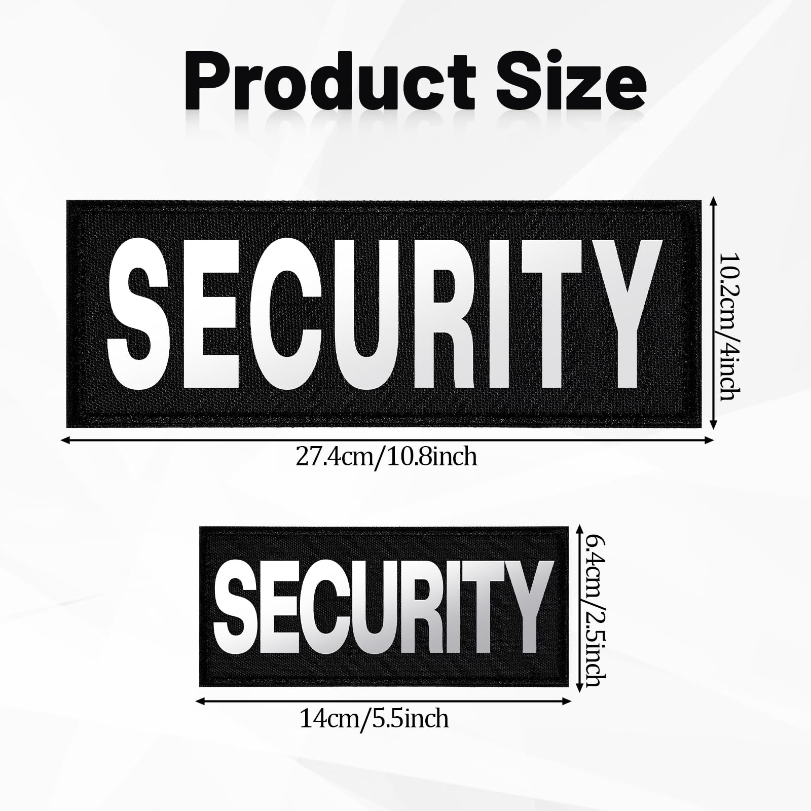 Security Patch, 2 Pcs Reflective Hook and 27*10cm, 14*6.5cm, Black