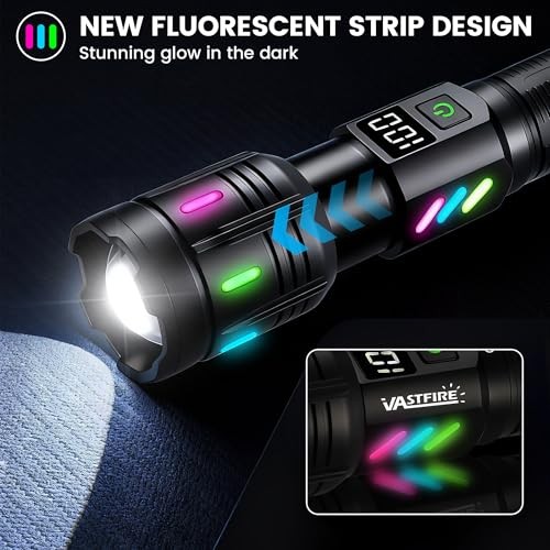 Rechargeable Flashlights High Lumens Long Range 5000ft, Super Deep black