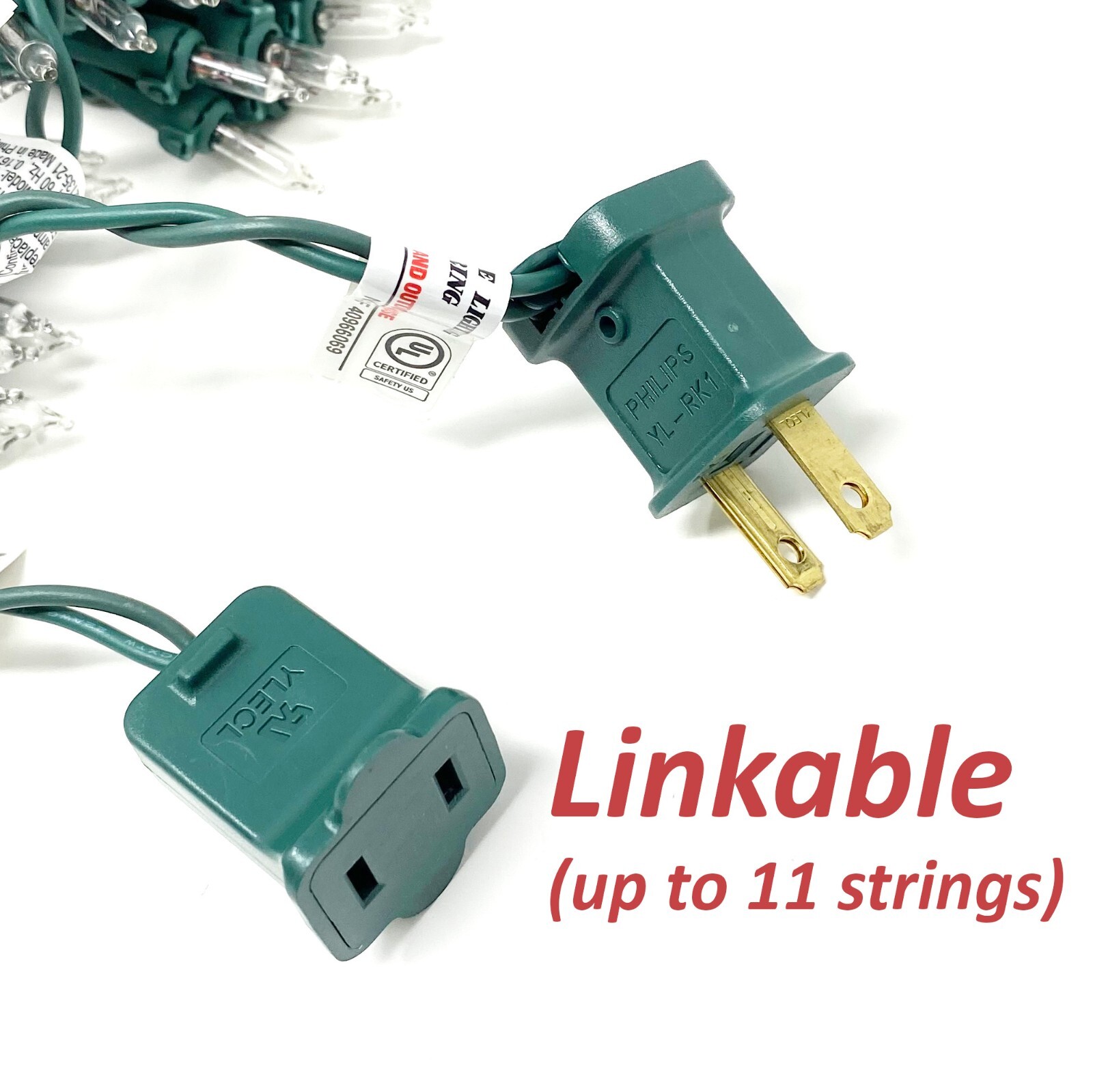 PHILIPS Christmas Light 100 Mini Clear Bulb String Green Wire, Warm White 25 ft