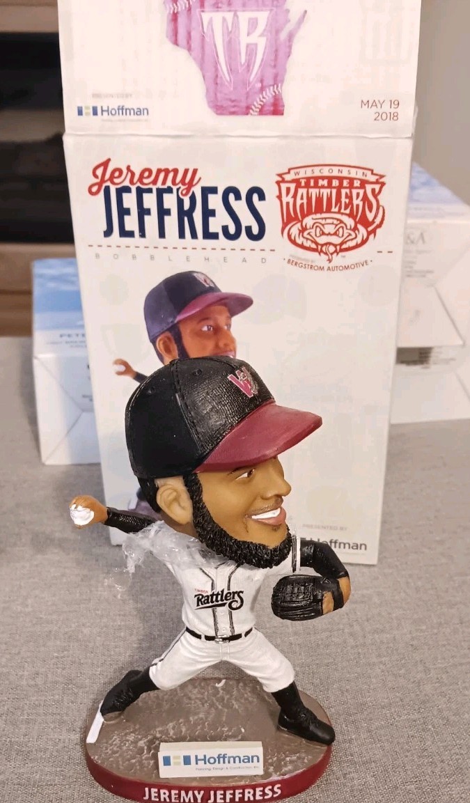 Jeremy Jeffress WISCONSIN TIMBER RATTLERS 2018 SGA BOBBLEHEAD BREWERS New