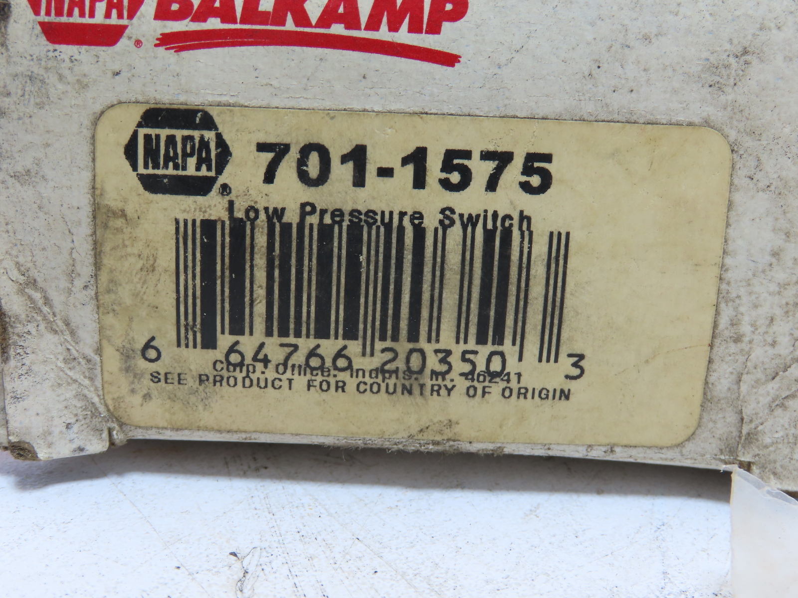 NAPA BALKAMP 1/8" NPT LOW PRESSURE SWITCH 701-1575
