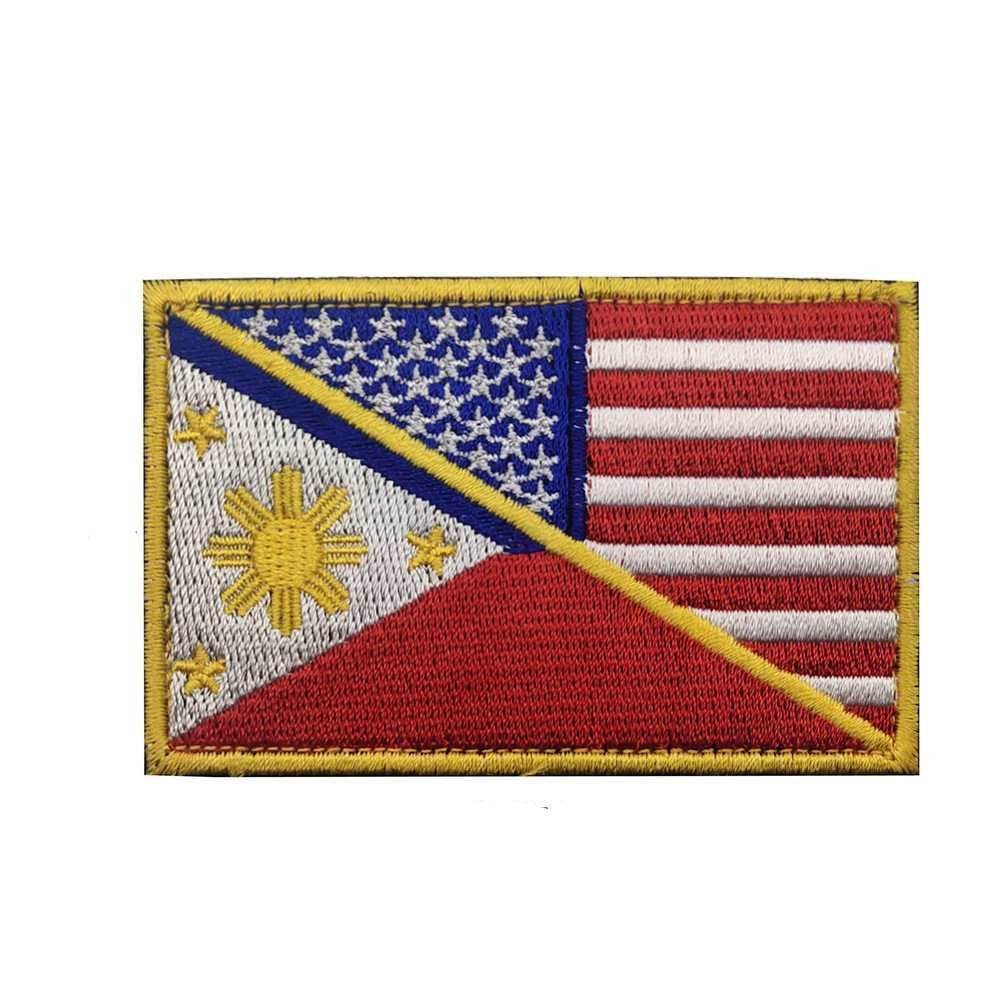 American / Philippines Flag FILIPINO COUNTRY FLAG Tactical Hook Patch Fullcolor