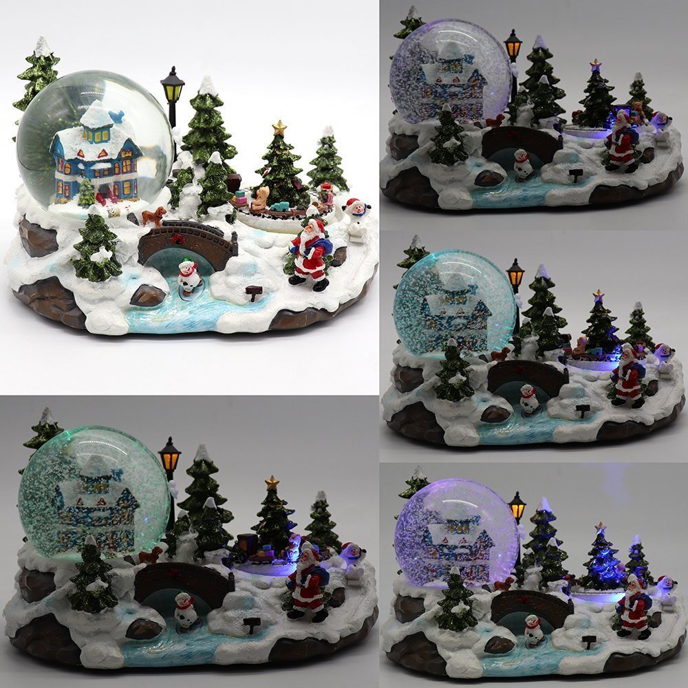Christmas Musical Santa House Train Rotating Snow Globe Water Crystal Xmas Ball