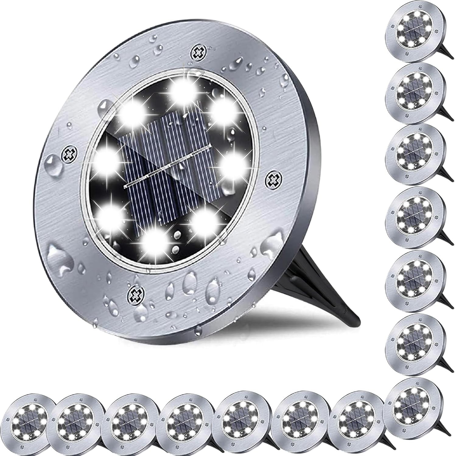 Solar Ground Light, Waterproof Garden Lights, 16 Pack, White Light