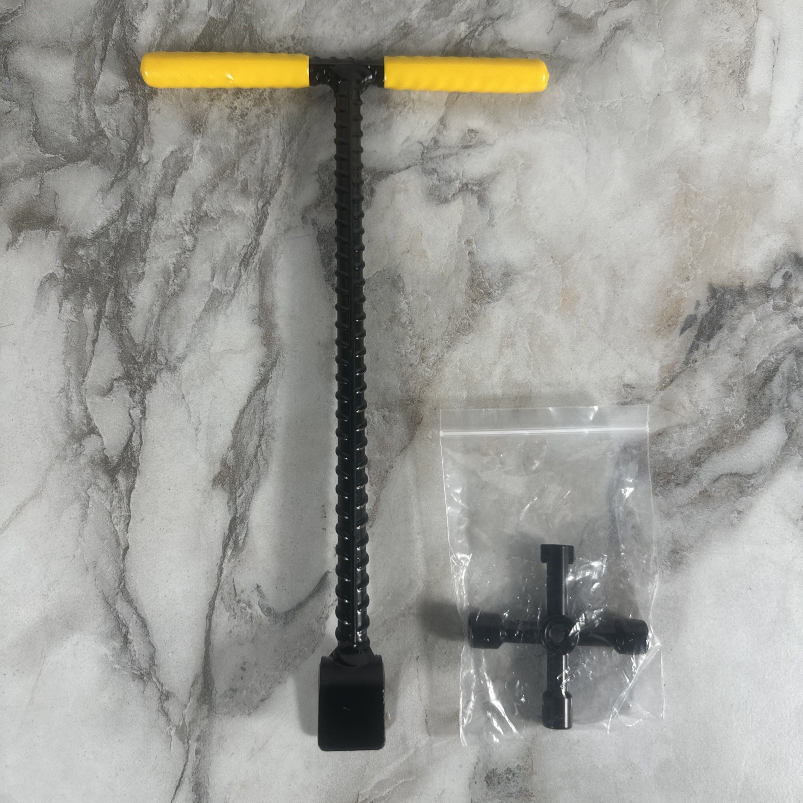 Lostronaut 12" Inch Water Meter Key With 4 Way Utility Key Black Yellow New