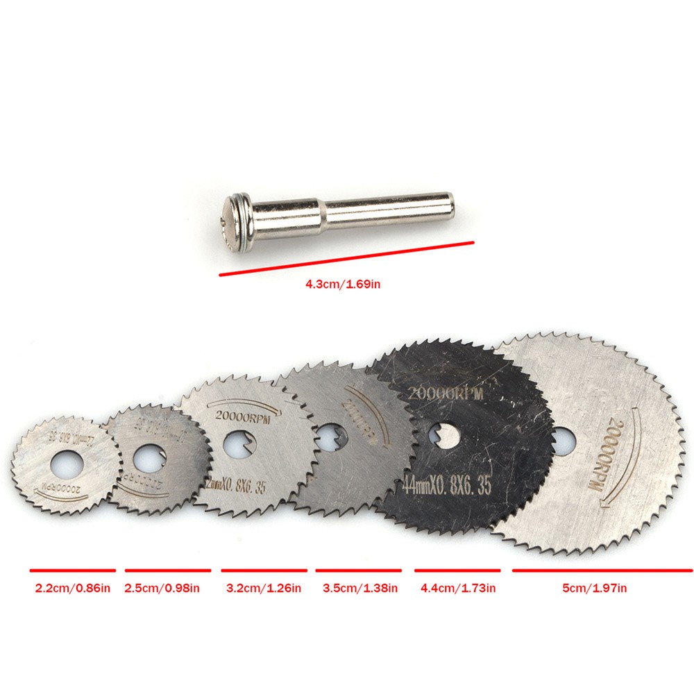6Pcs Circular Saw Disc Set Dremel Mini Drill Rotary Tool Wood Cutting Blade Set.