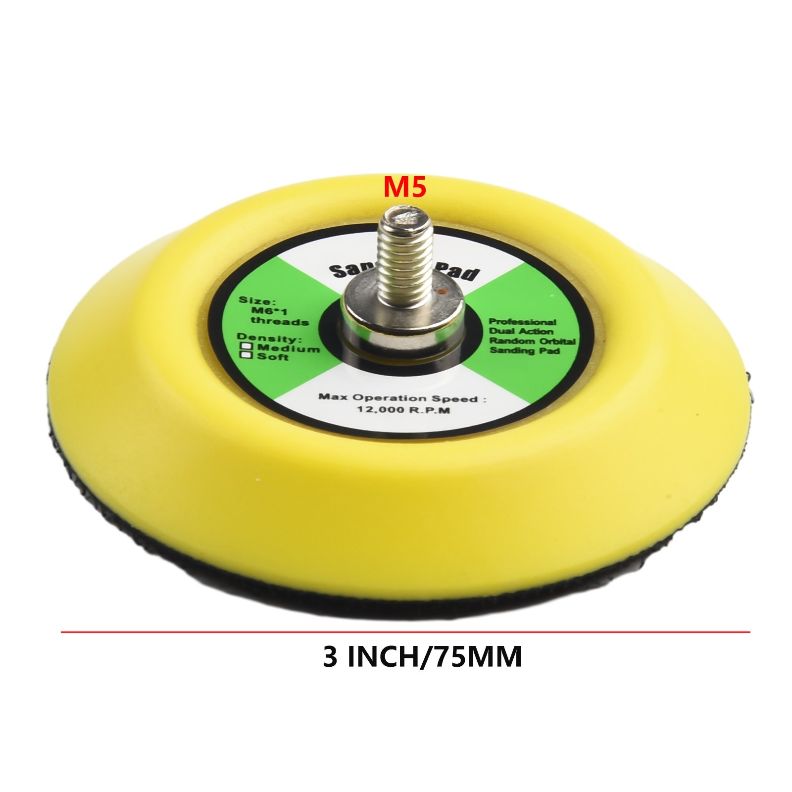 5pcs/ 3 75mm Hook& Loop Sanding Polishing Backing Pad M6 Thread/ For Air-Sander