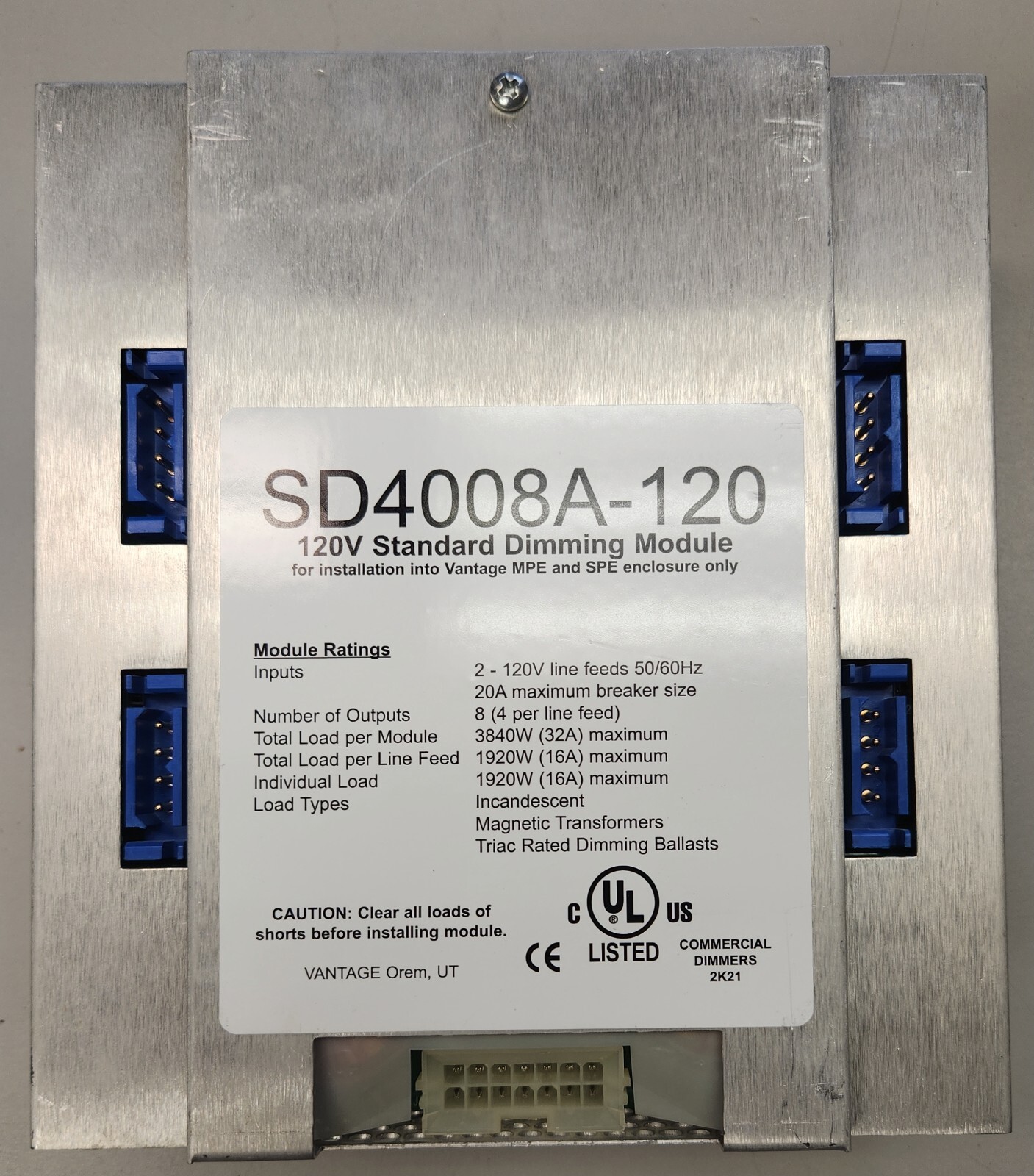 Vantage Controls Standard Dimming Module SD4008A-120 from working system