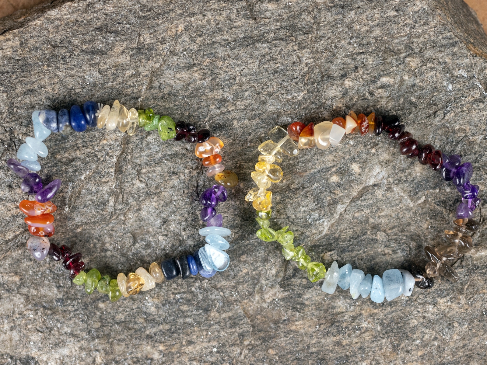 RAINBOW CHAKRA Crystal Bracelet - Chip Beads - Beaded Handmade Jewelry, E0628