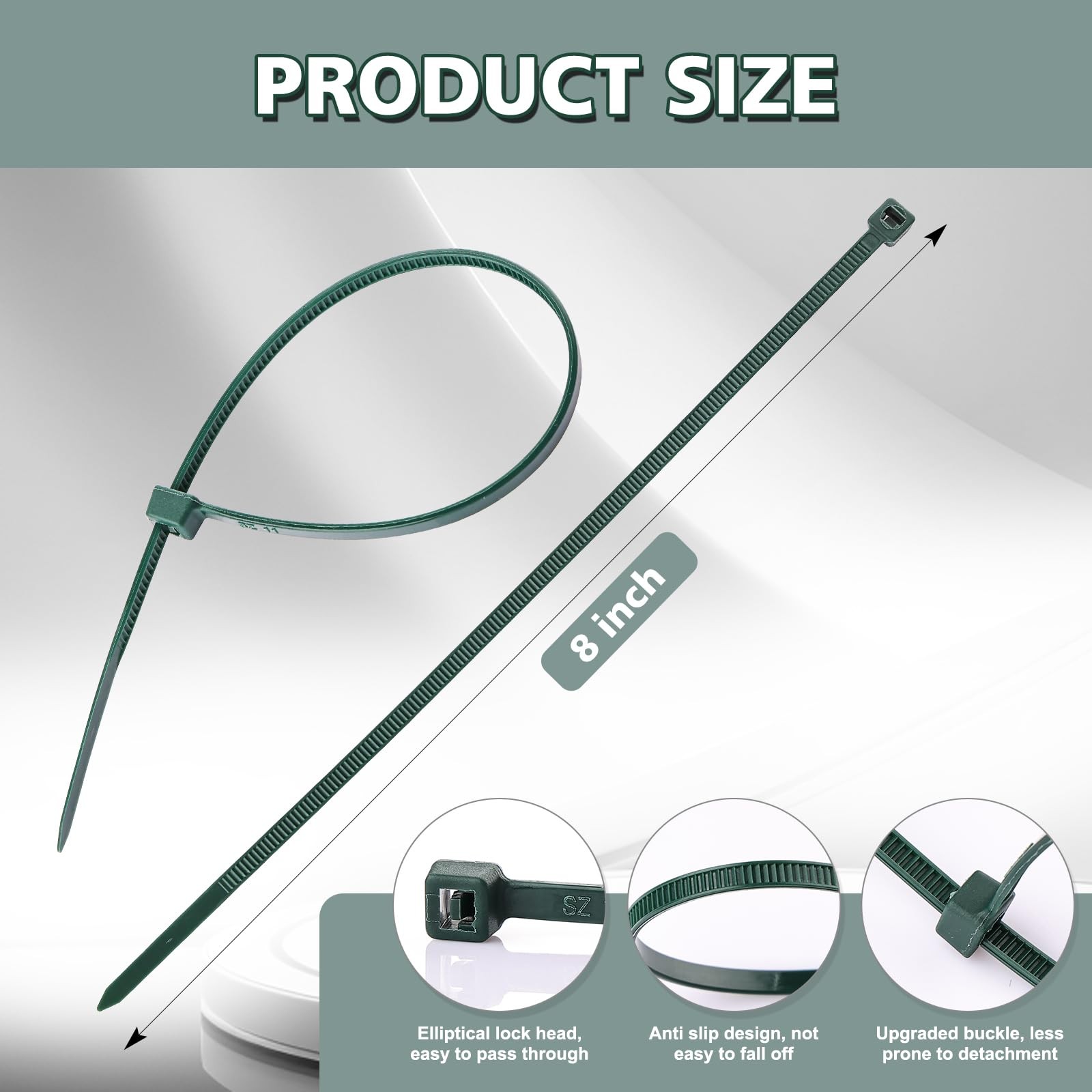 REZOSY (200 Pack), Zip Ties - 8 Inch Green,Multi-Purpose 8" Green