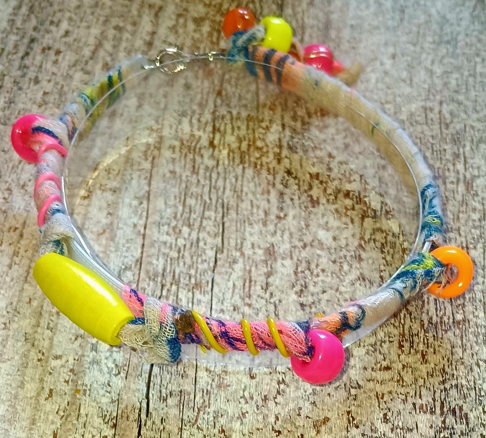 26261 Handmade Neon Fabric Bracelet
