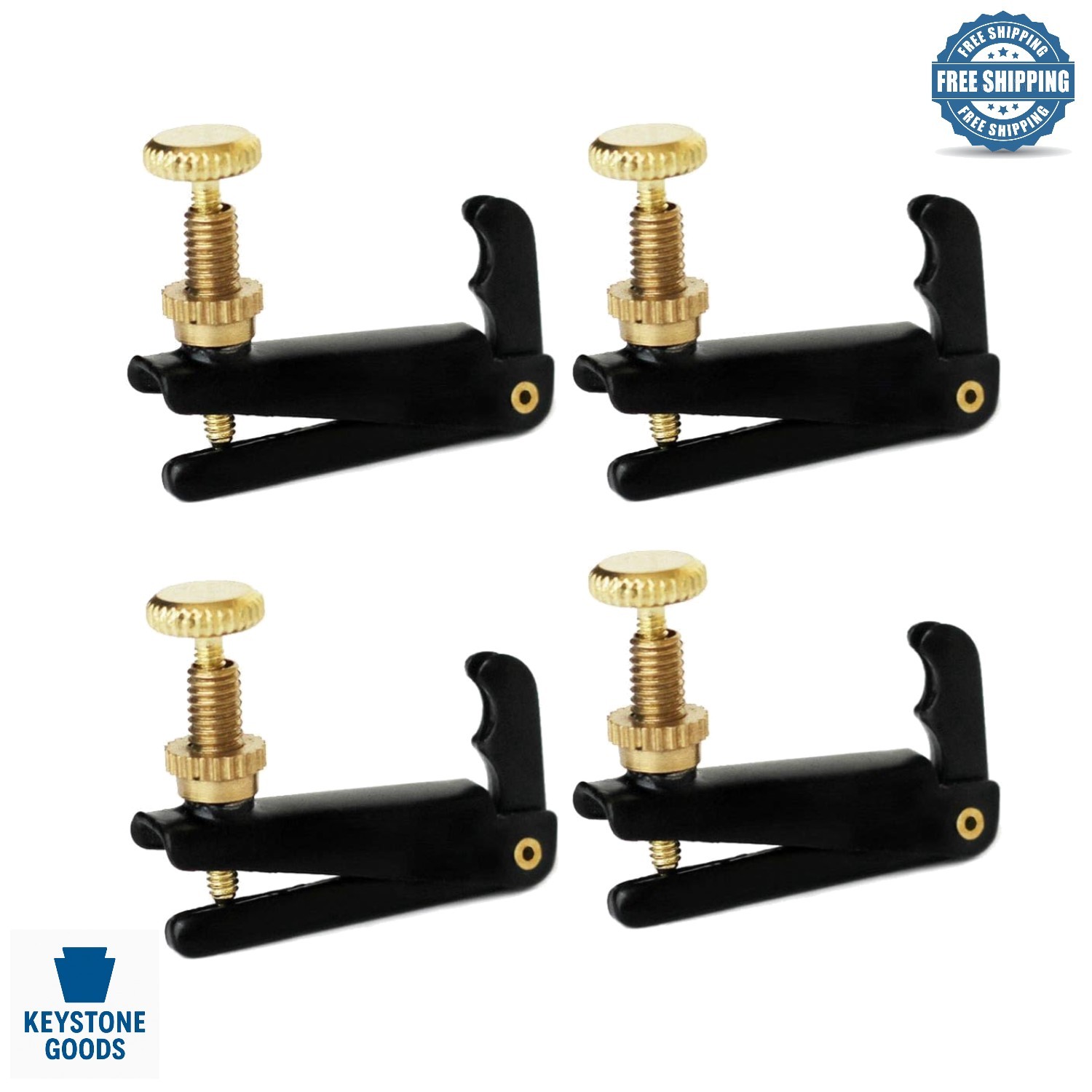 Black Metal Violin Fine Tuners Set for 3/4-4/4 Instruments