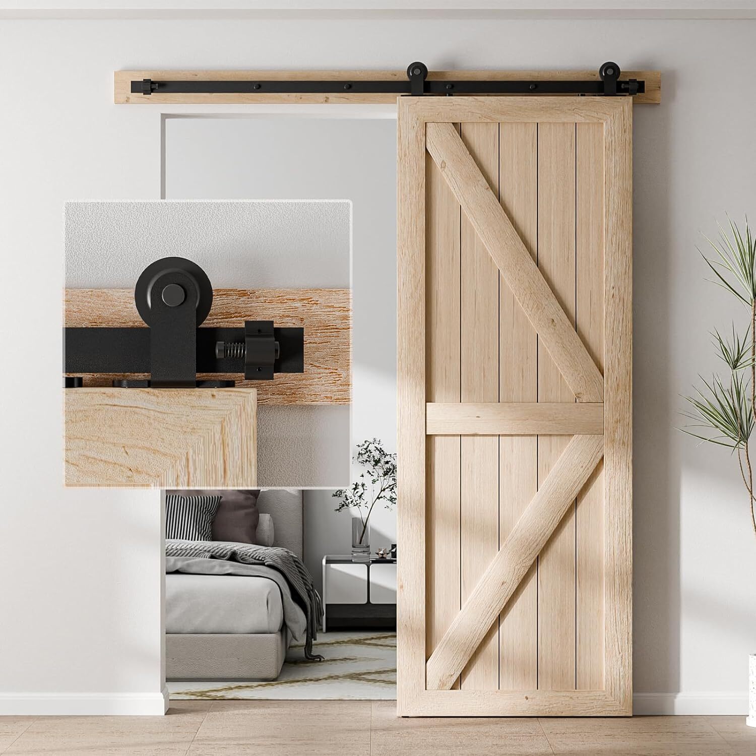 4FT-20FT Sliding Barn Door Hardware Track Single/Double Doors Kit,Closet/Kitchen