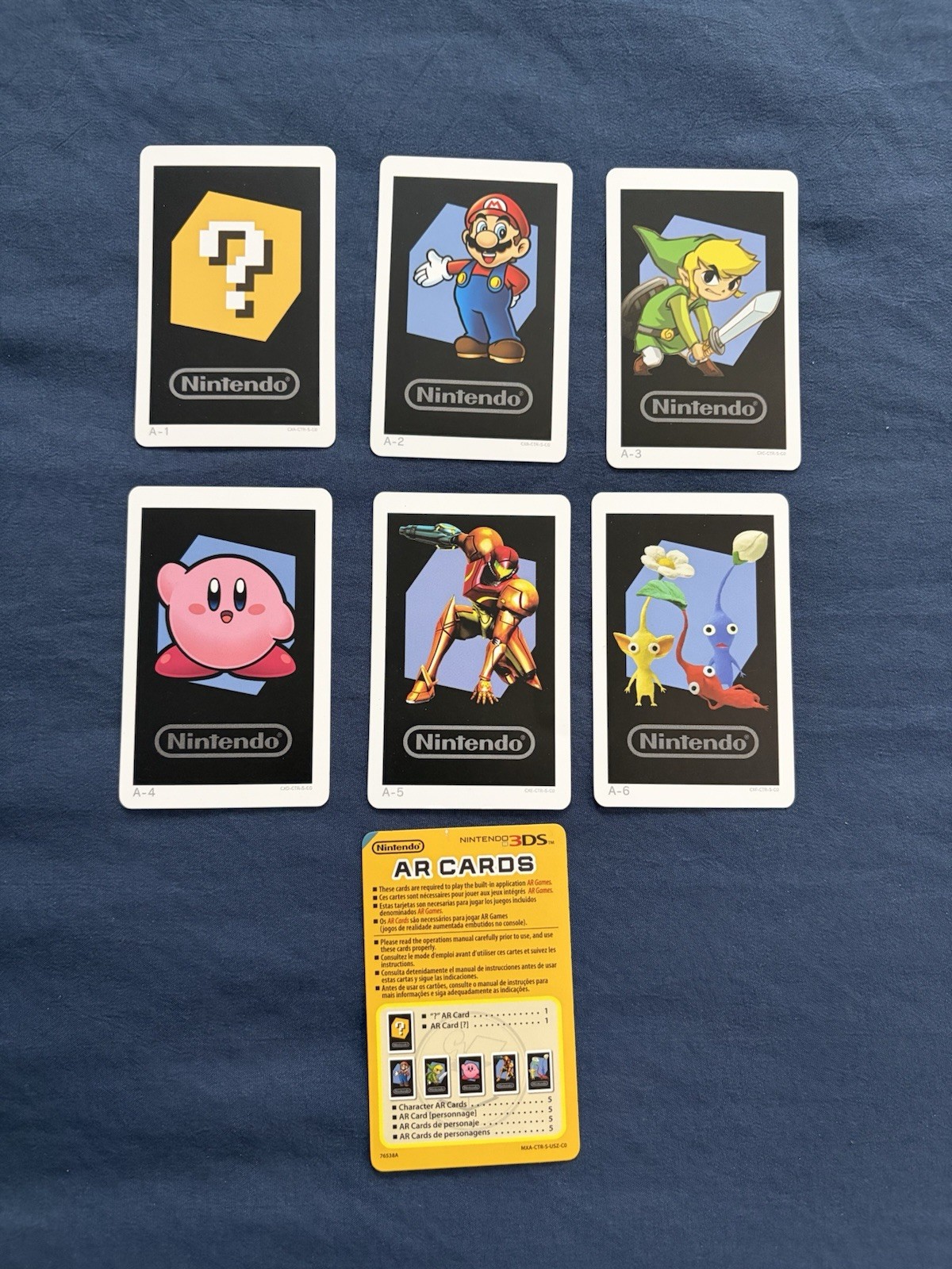 Nintendo 3DS AR Cards A1-A6 (Set of 6 + Summary Card)