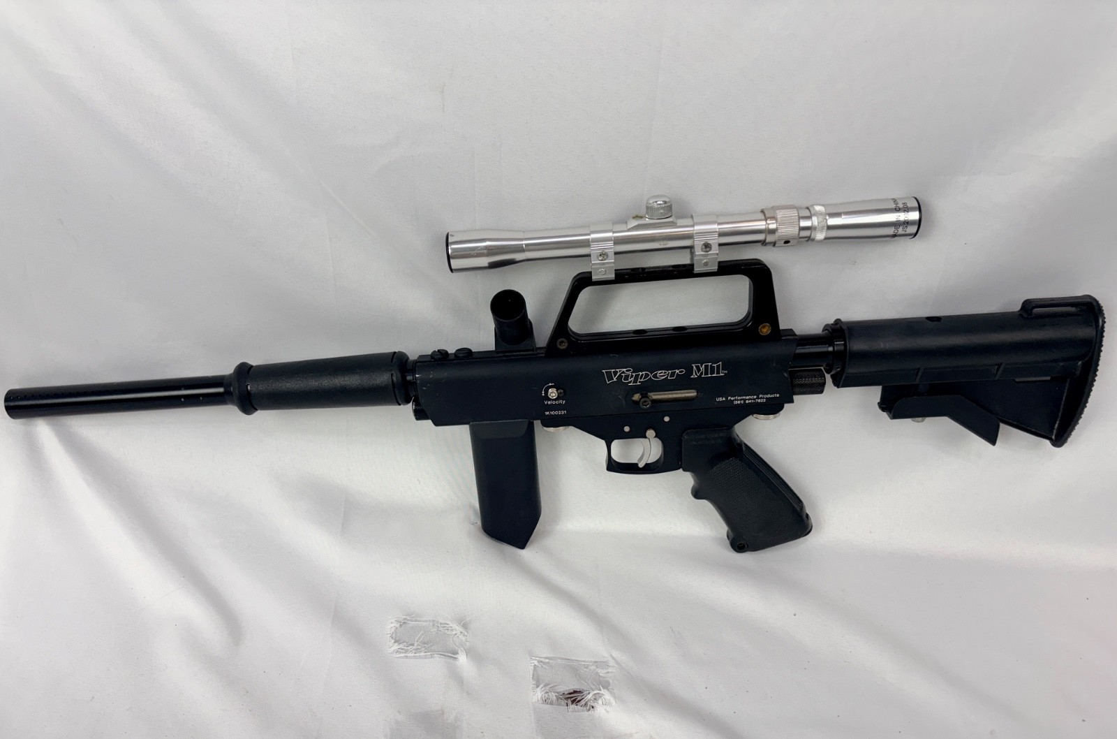 Rare Viper M1 Paintball Marker w/ Scope and Extending Rear Stock