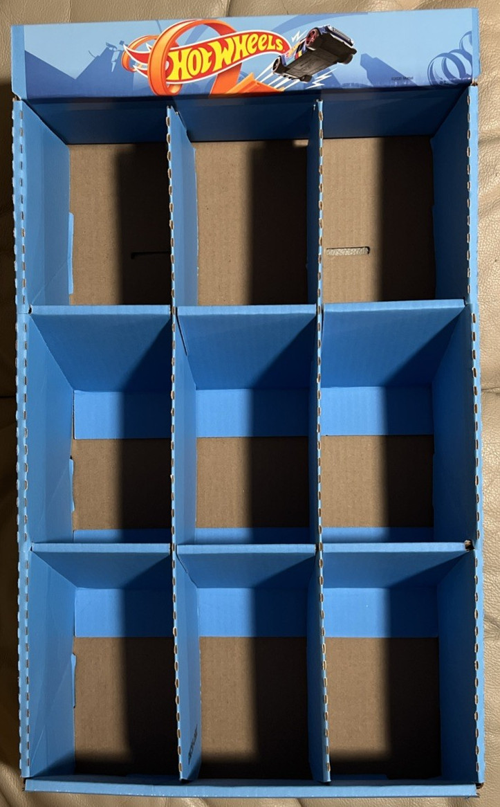 Hot Wheels BLUE Cardboard Store Display SHIPPER 9 SLOTS