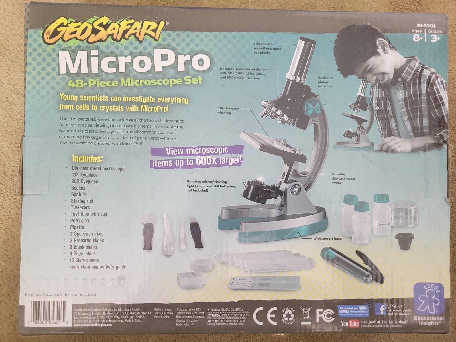 Kids GeoSafari MicroPro Microscope With Light Mirror Set
