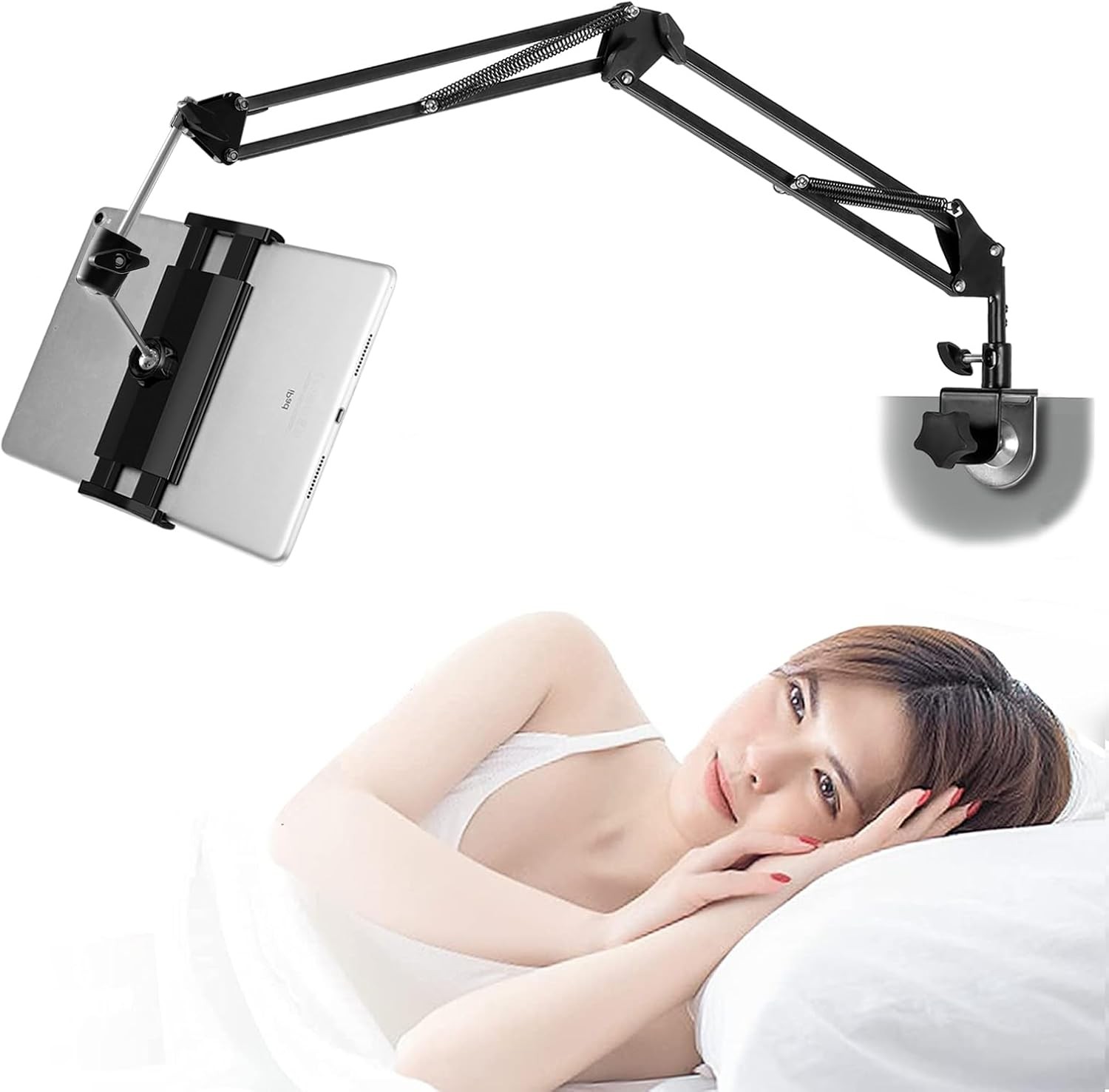 Tablet Stand for Desk Bed, iPad Holder for Bedside Headboard, Foldable