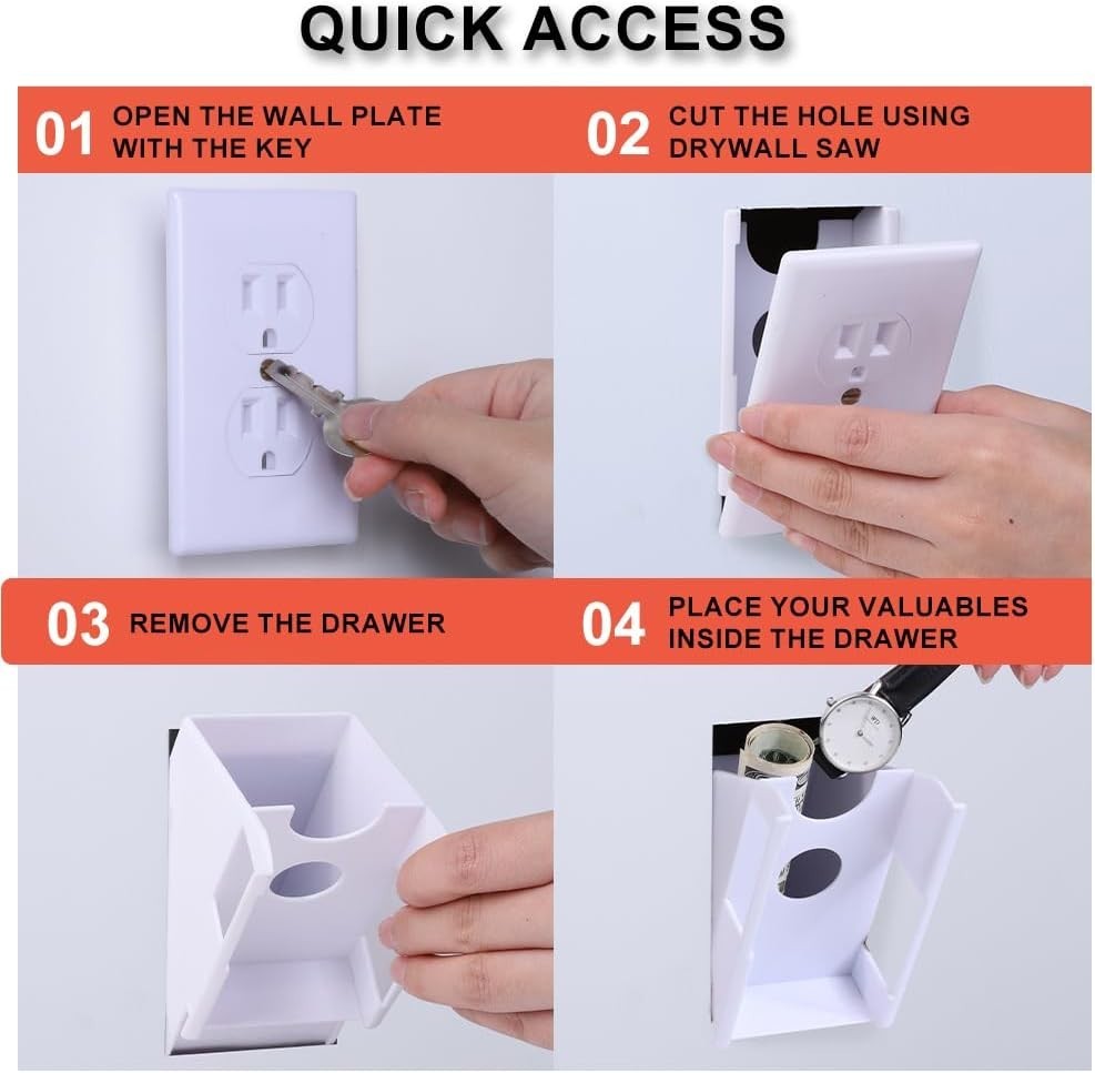 Portable Wall Socket Diversion Safe – Key Lock for Secure Storage of Valuables