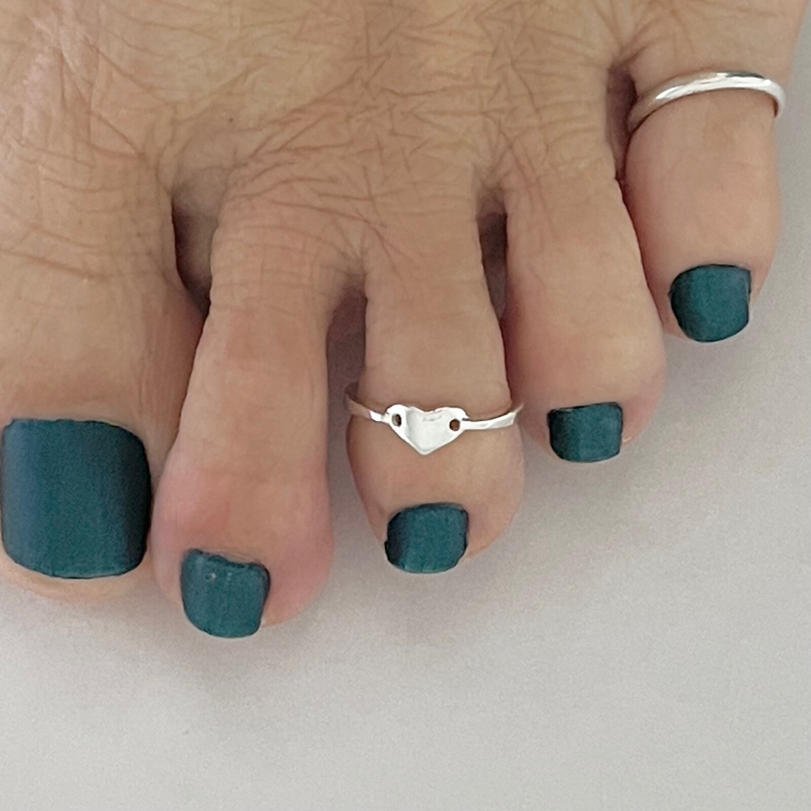 Sterling Silver Solid Heart Toe Ring, Adjustable Ring, Silver Ring, Heart Ring