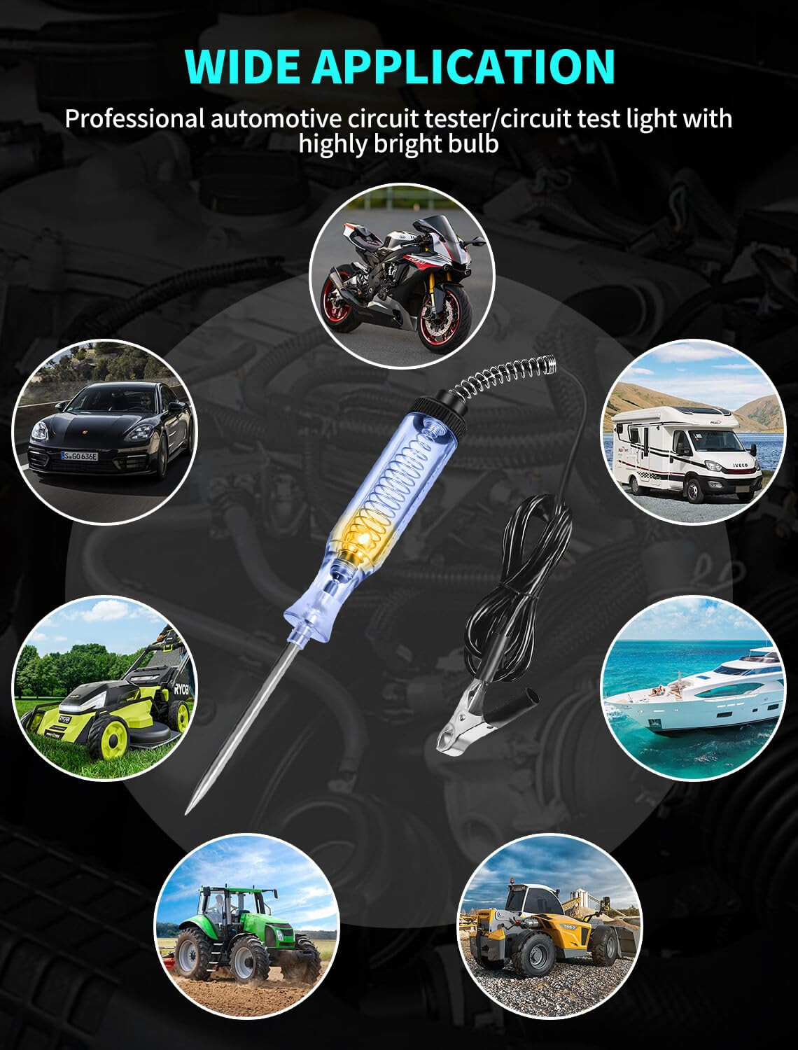 6-24V Automotive Circuit Tester Test Light Voltage Probe Electrical Tool