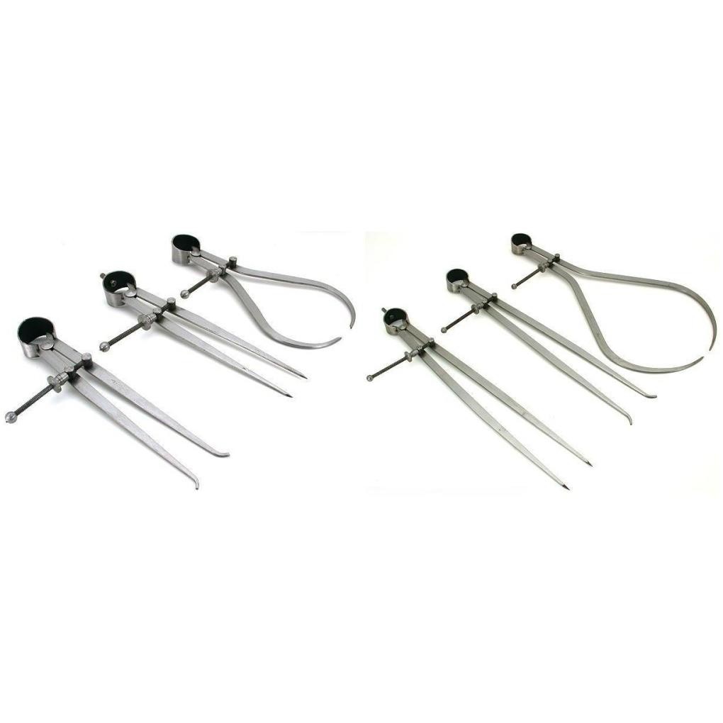 Inside & Outside Precision Divider Calipers Measuring Metalworking Tools 6Pcs