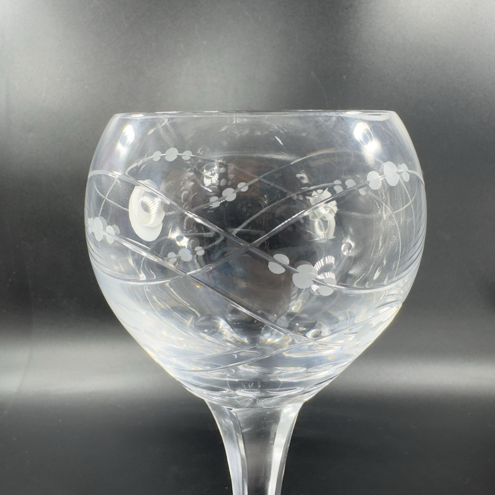 Royal Doulton PRECIOUS Pattern Clear Crystal Goblet Etched Glasses Cups VTG Set2