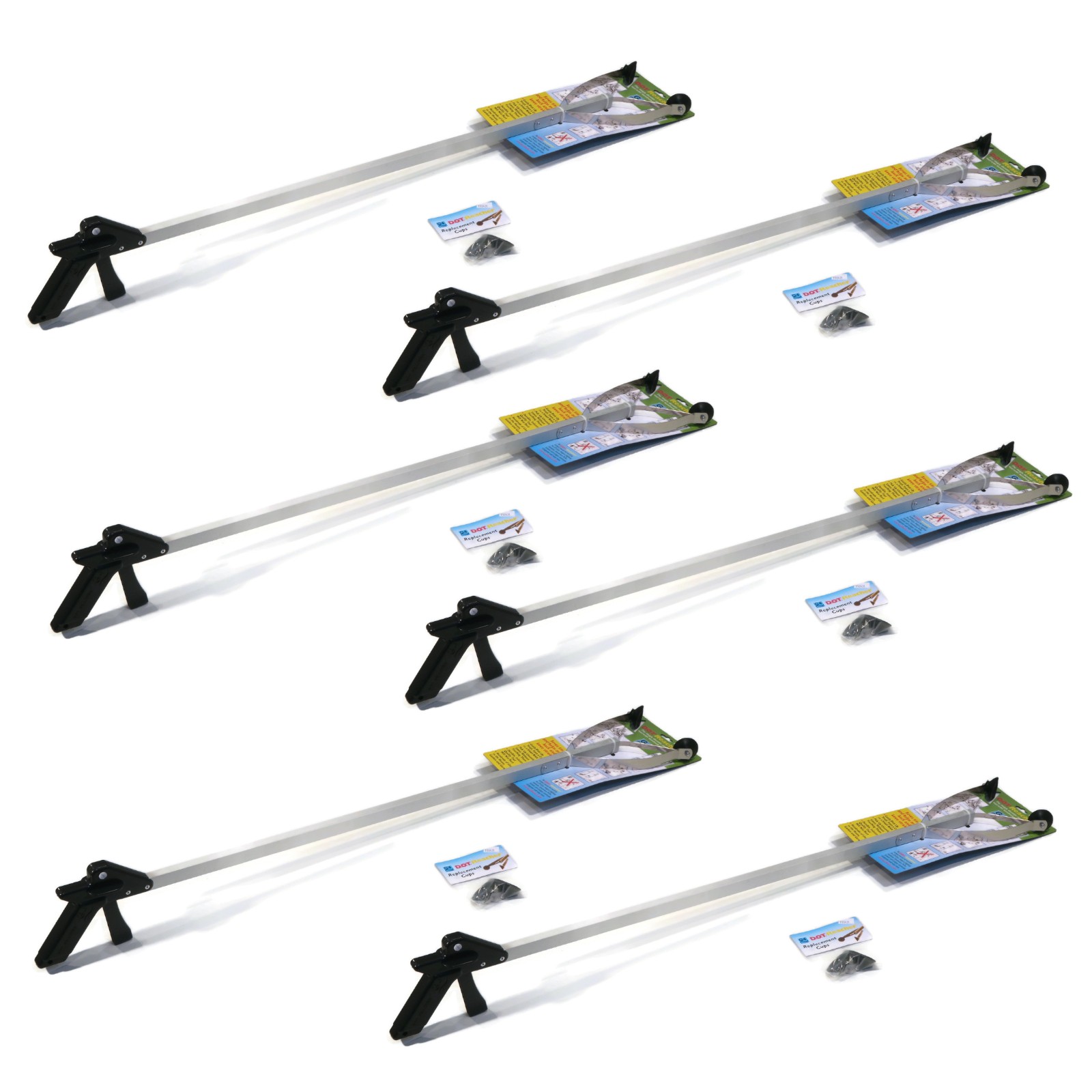 (2-Pack) 40" G4 DOT E-Z Reacher w/ Extra Cups for Trash Pick Up & Item Retrieval
