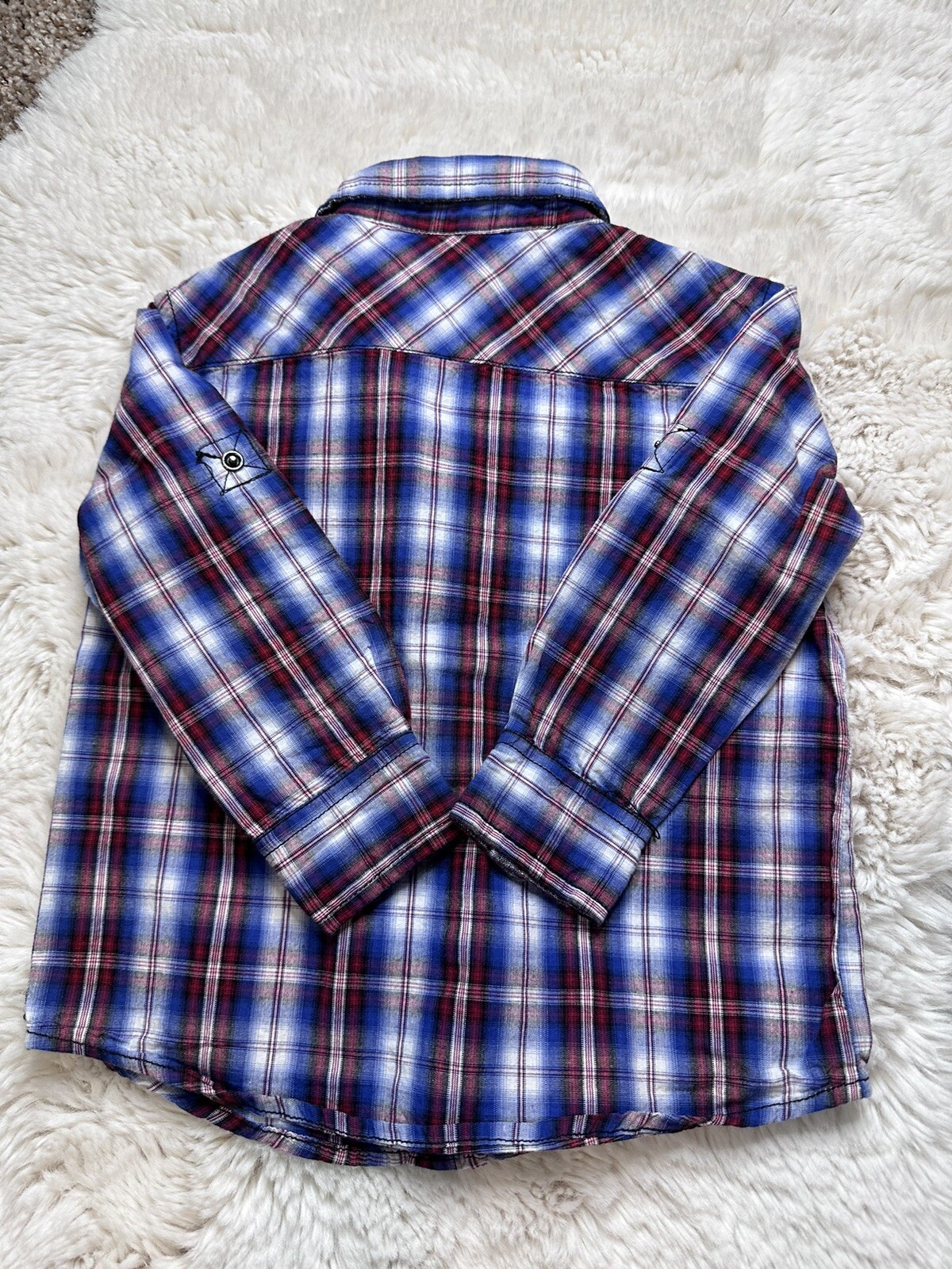 PD&C Boys Red/Blue Long Sleeve Button-Down Shirt 3T
