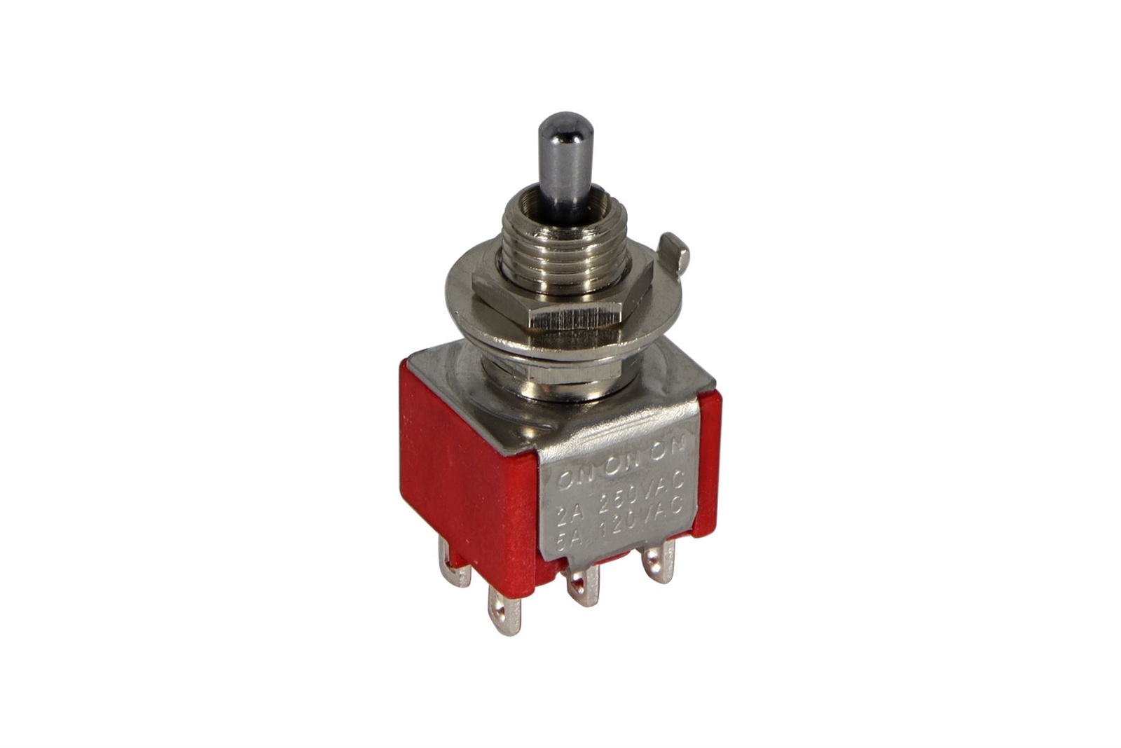 Mini Short Lever Toggle Switch 3-way On-On-On Round Lever Chrome