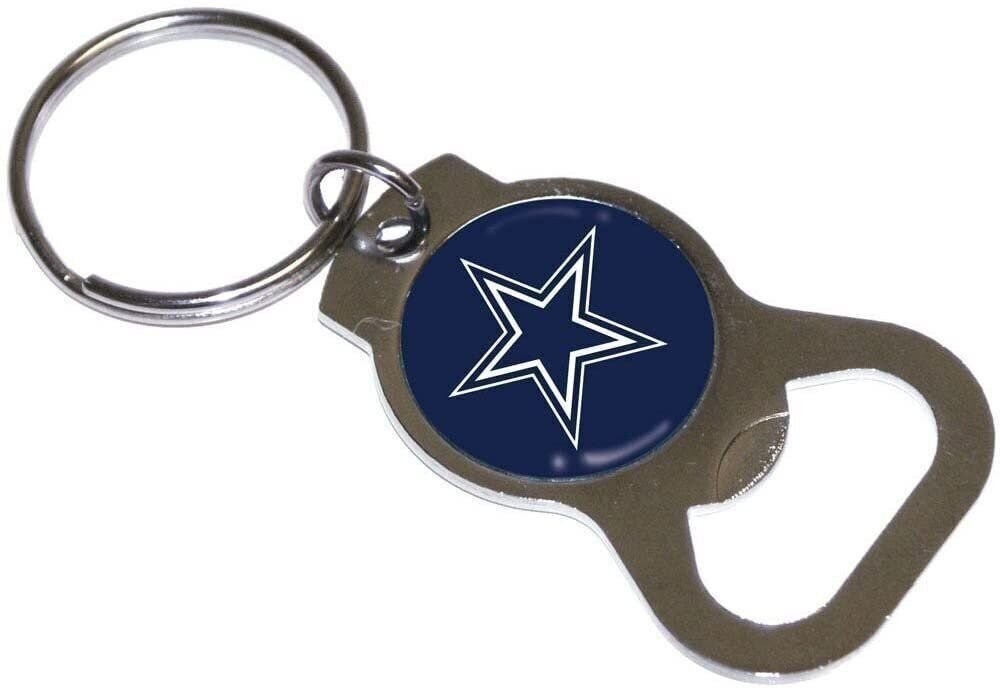 Dallas Cowboys Premium Solid Metal Bottle Opener Keychain, Silver Key Ring,...