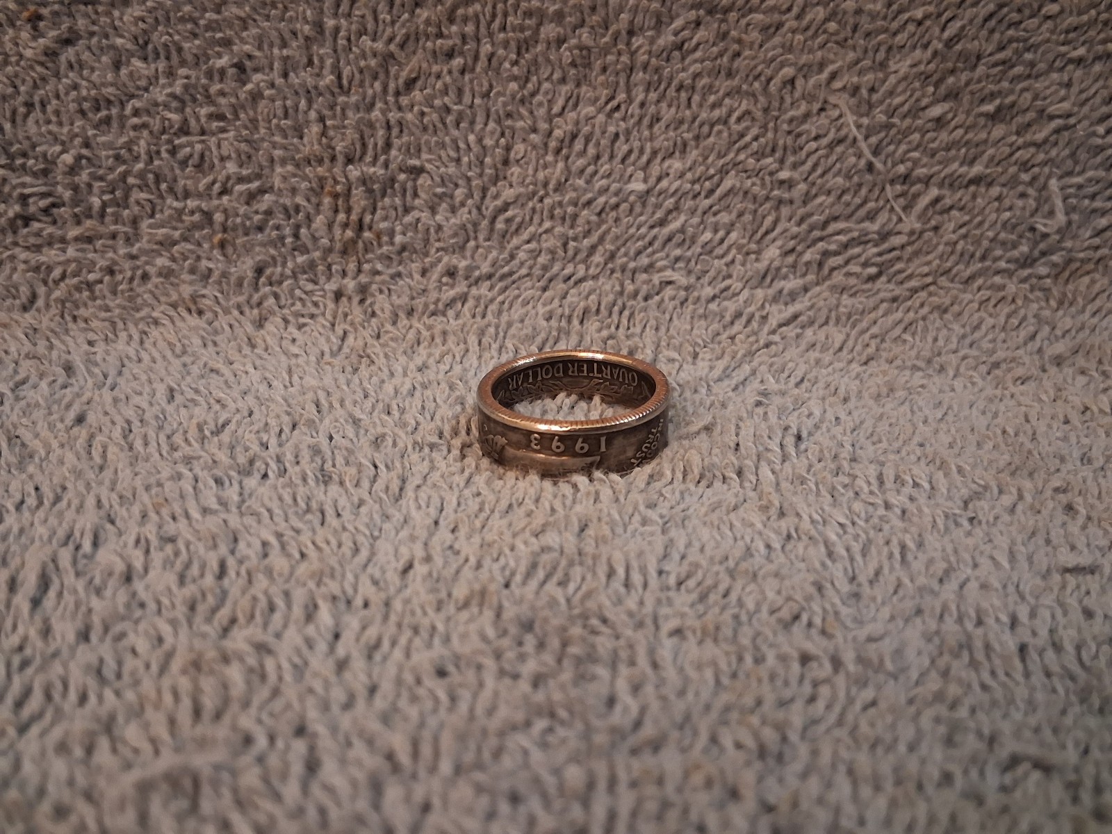 1993 Washington Quarters, coin ring, size 7