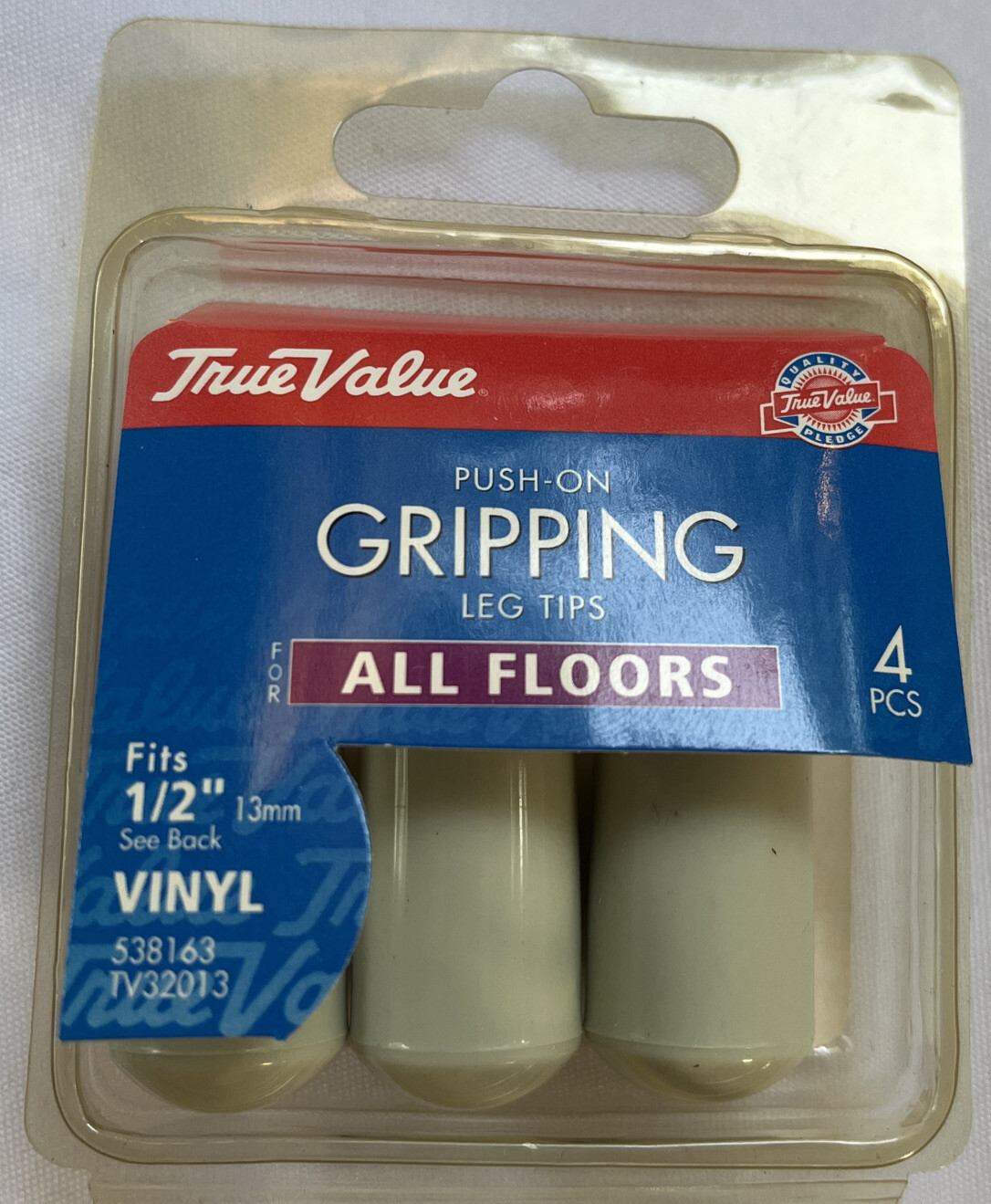 538163 TV32013 1/2" White Gripping Leg Tips 4 Pack