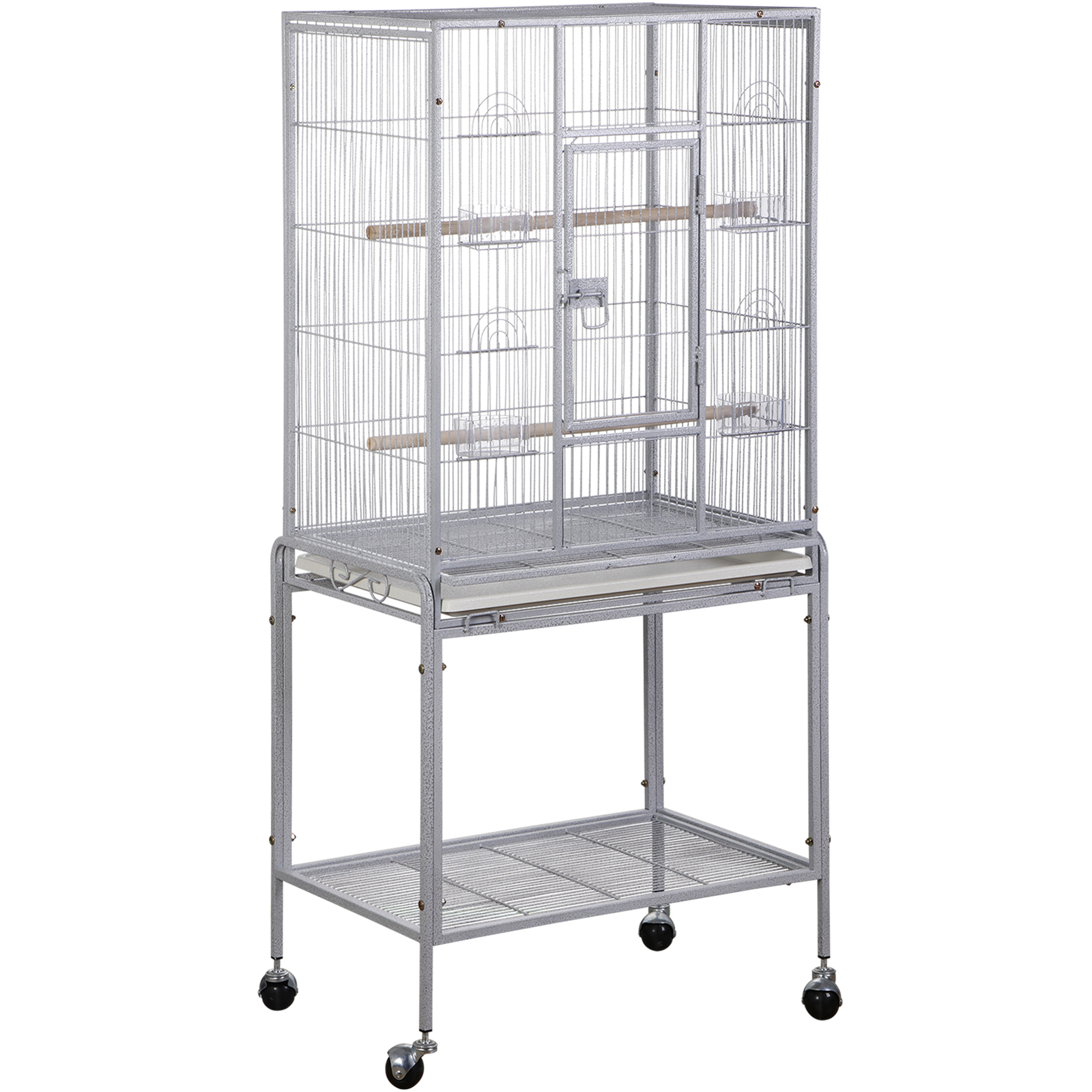 53'' Bird Cage for Parakeets Large Wrought Iron Detachable Parrot Cage White