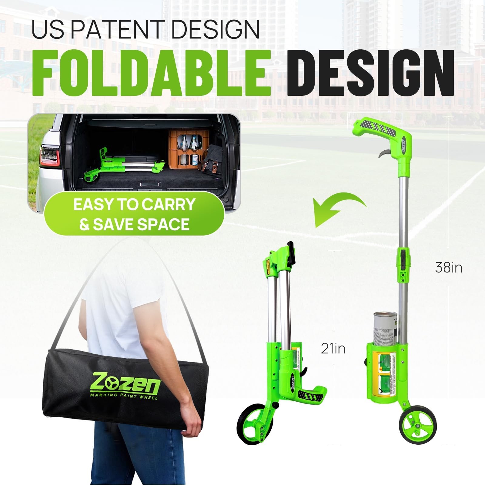 zozen Marking Paint Wand, Foldable with Carry Bag, 3-Line Widths Adjustable |...