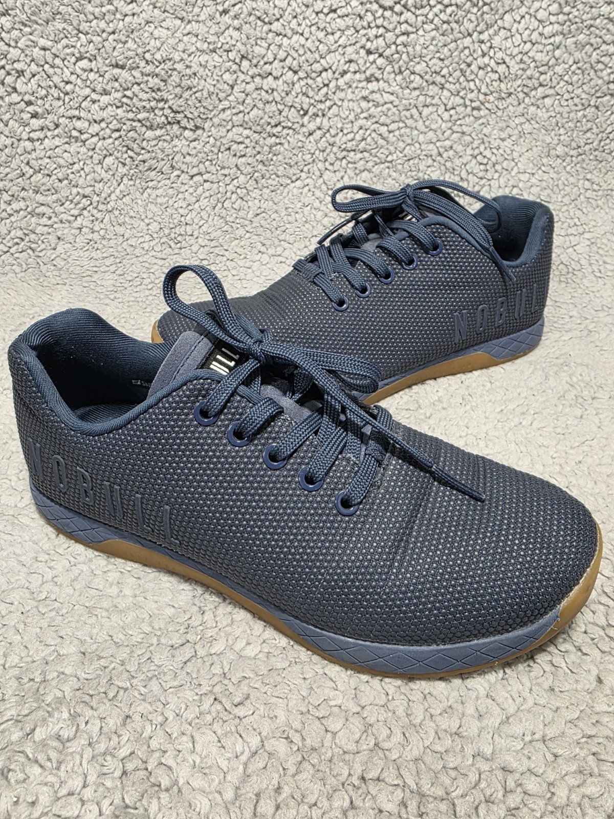 Nobull Shoes Mens 7.5  Womens 9 Blue Black Logo Gum Sole Trainer Super Fabric